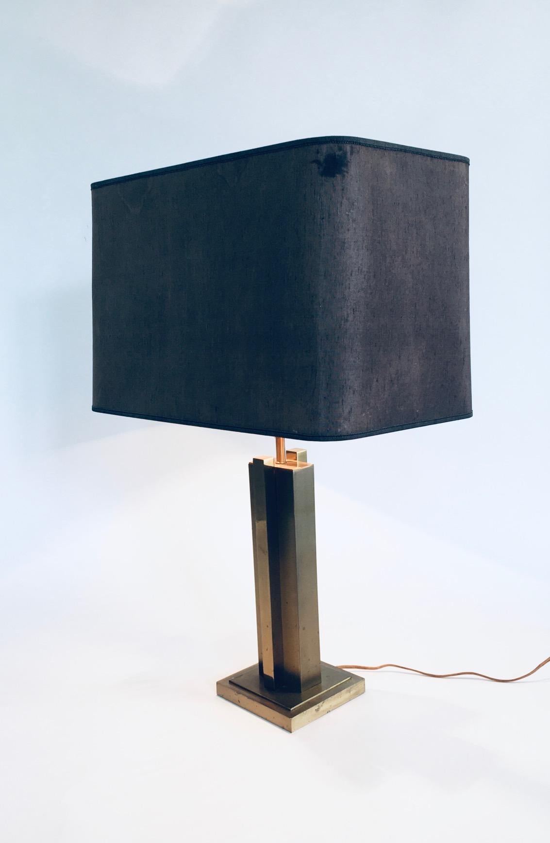 1970's Postmodern Design Brass Architectural Table Lamp For Sale 4