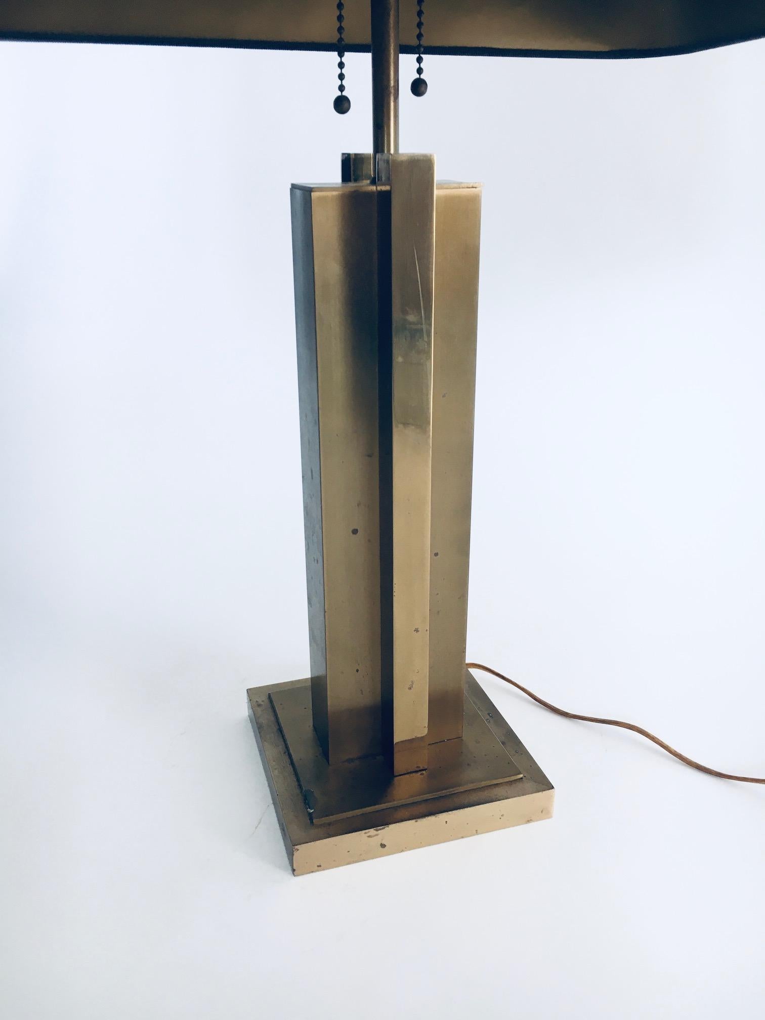 1970's Postmodern Design Brass Architectural Table Lamp For Sale 9