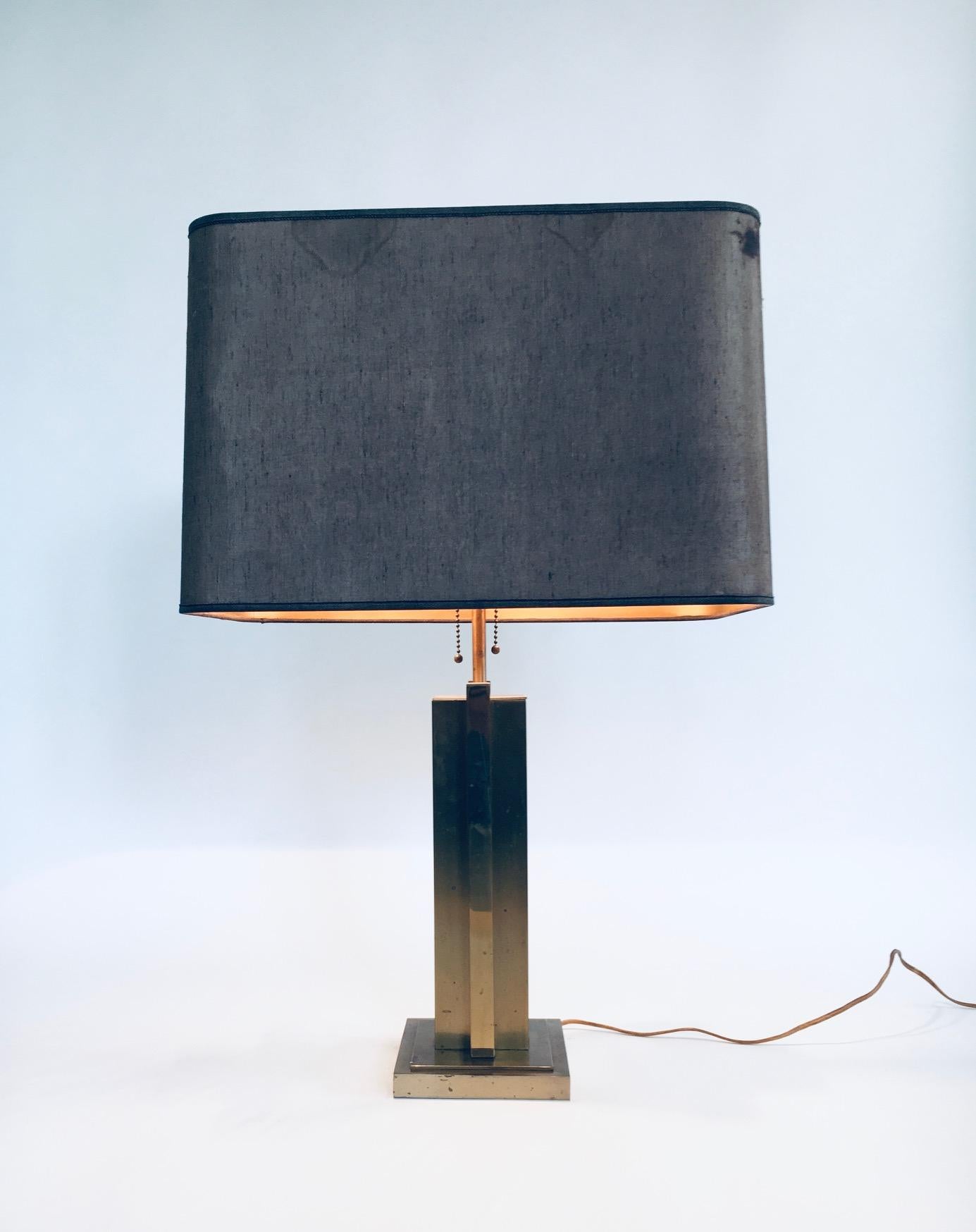 European 1970's Postmodern Design Brass Architectural Table Lamp For Sale