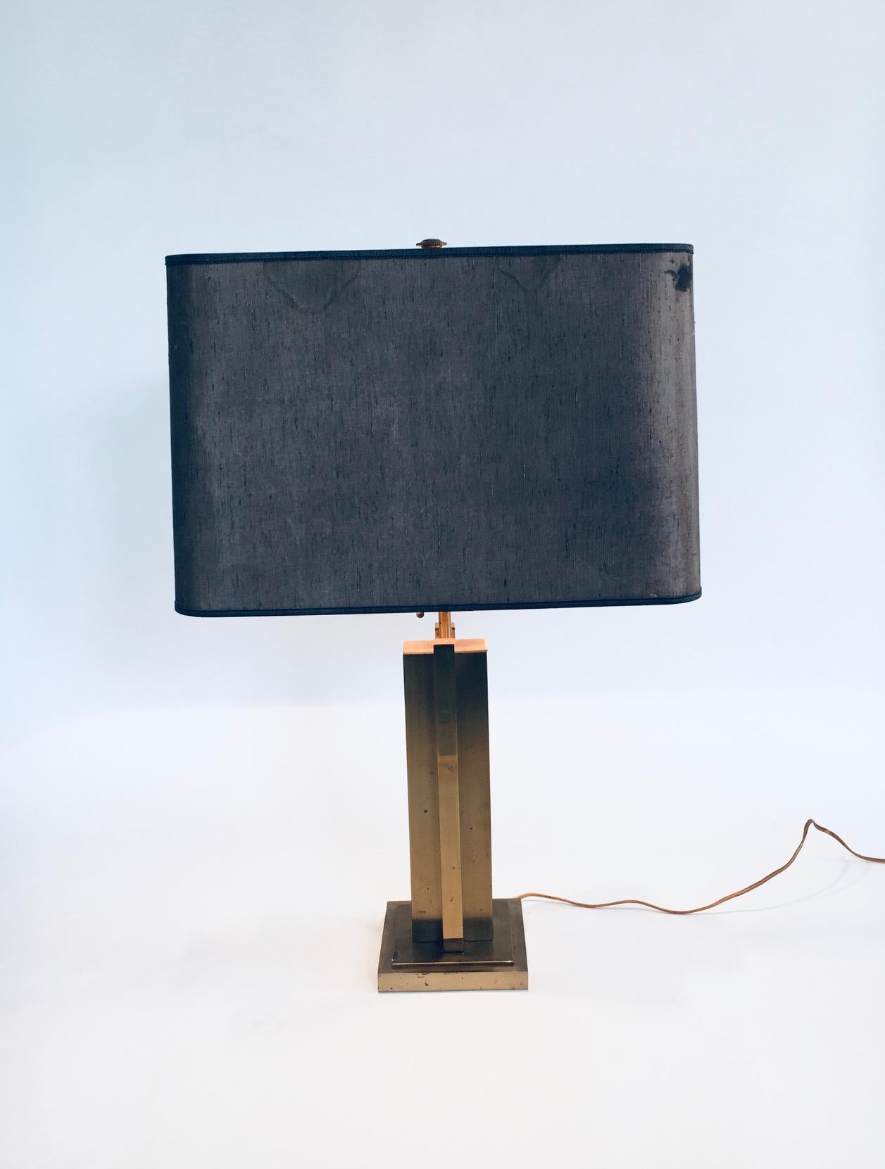 Late 20th Century 1970's Postmodern Design Brass Architectural Table Lamp For Sale
