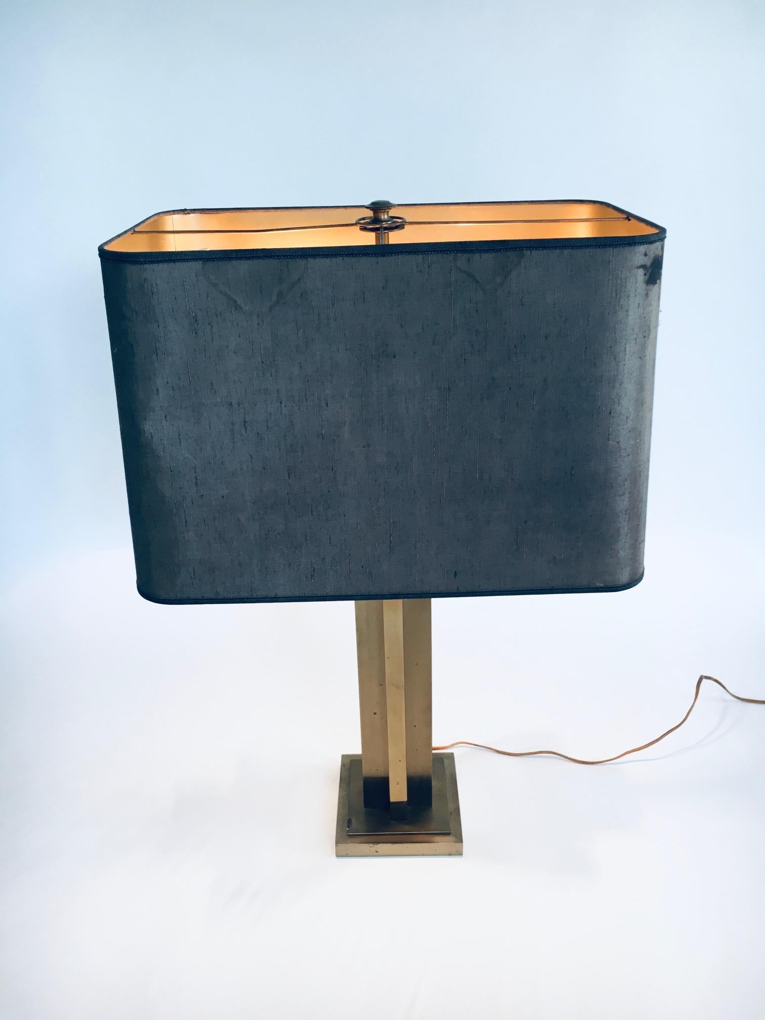 1970's Postmodern Design Brass Architectural Table Lamp For Sale 1