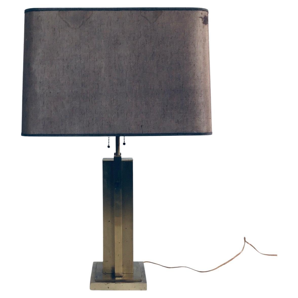 1970's Postmodern Design Brass Architectural Table Lamp For Sale