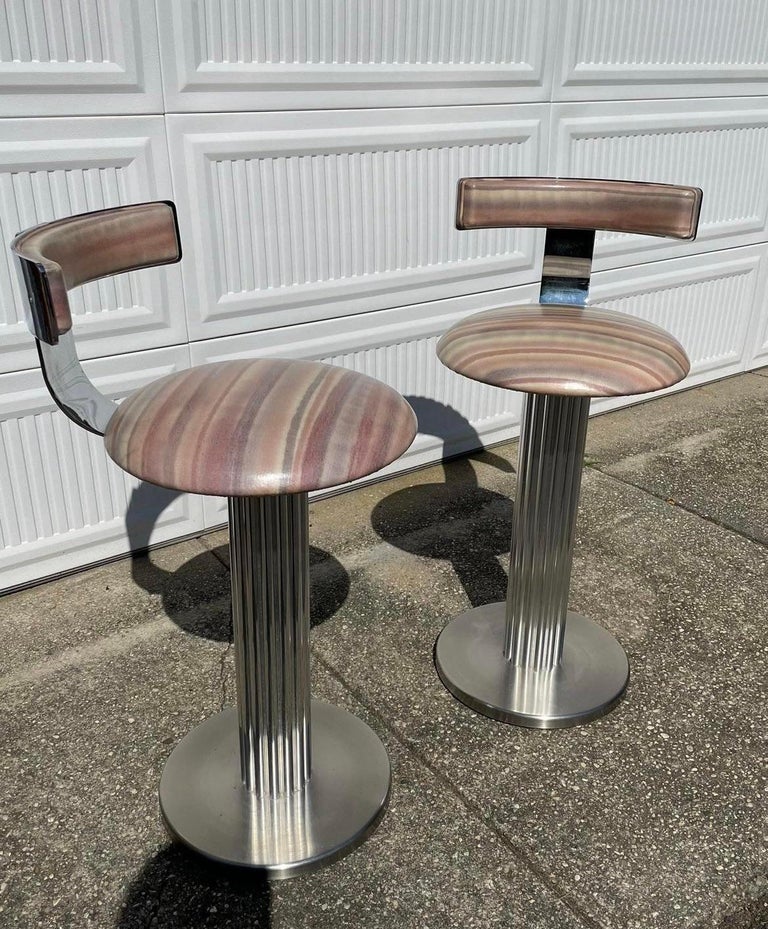 North American 1970s Postmodern Design for Leisure Pink Bar Stools For Sale