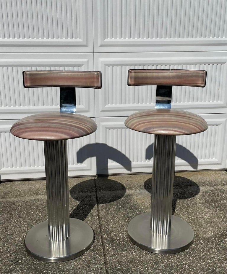 1970s Postmodern Design for Leisure Pink Bar Stools In Good Condition For Sale In Staten Island, NY