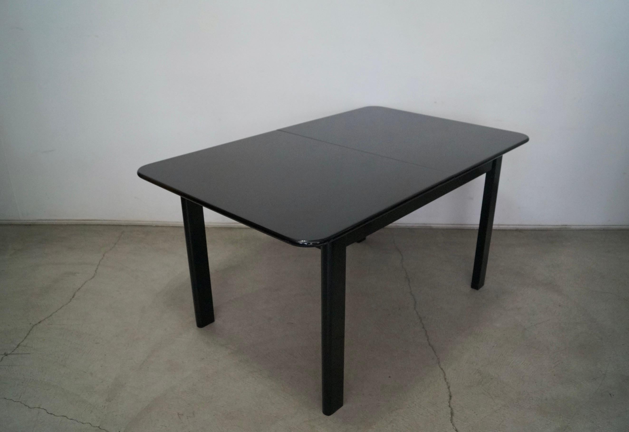 1970's Postmodern Hollywood Regency Italian Black Lacquer Dining Table For Sale 4