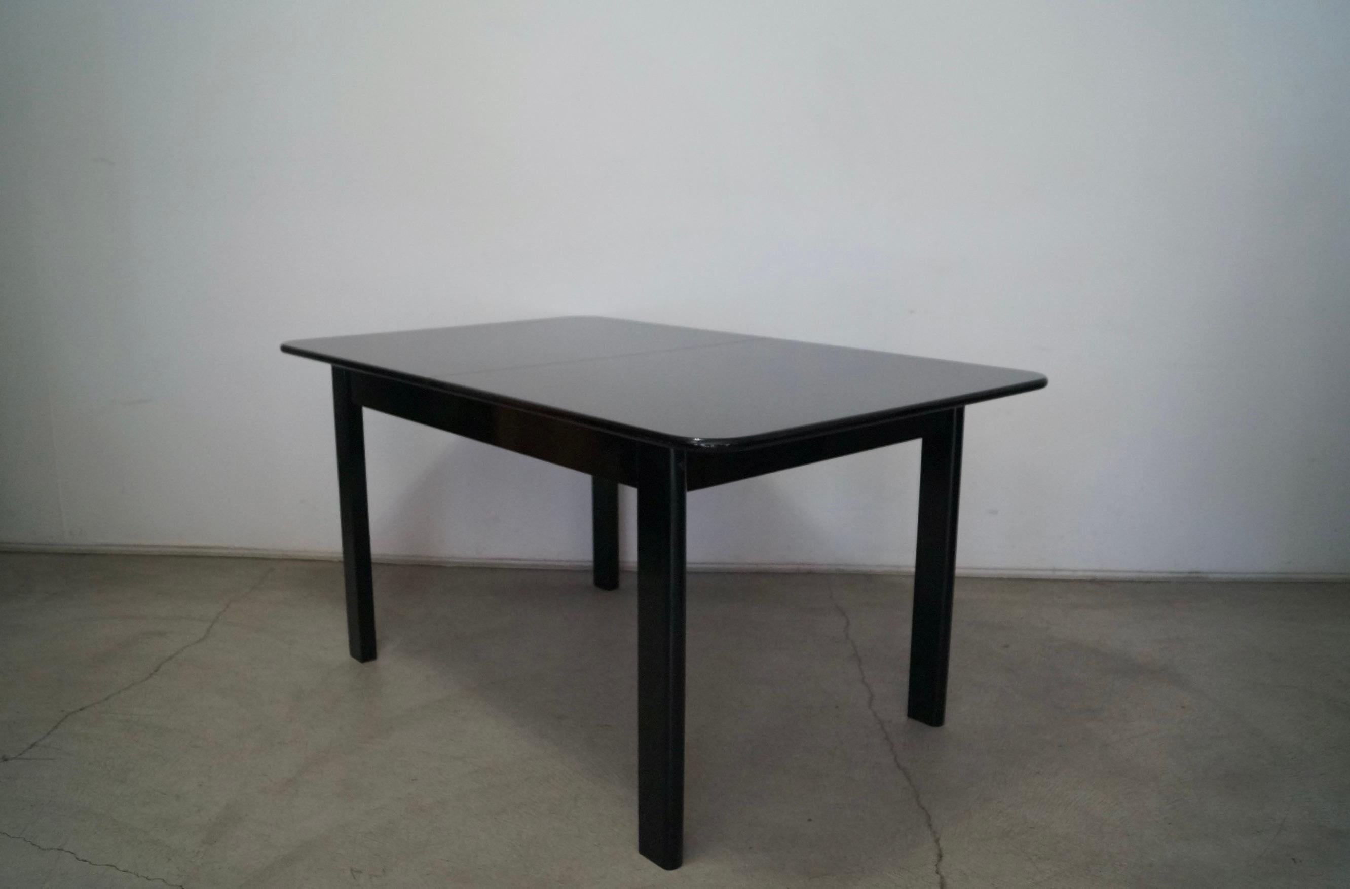 Wood 1970's Postmodern Hollywood Regency Italian Black Lacquer Dining Table For Sale