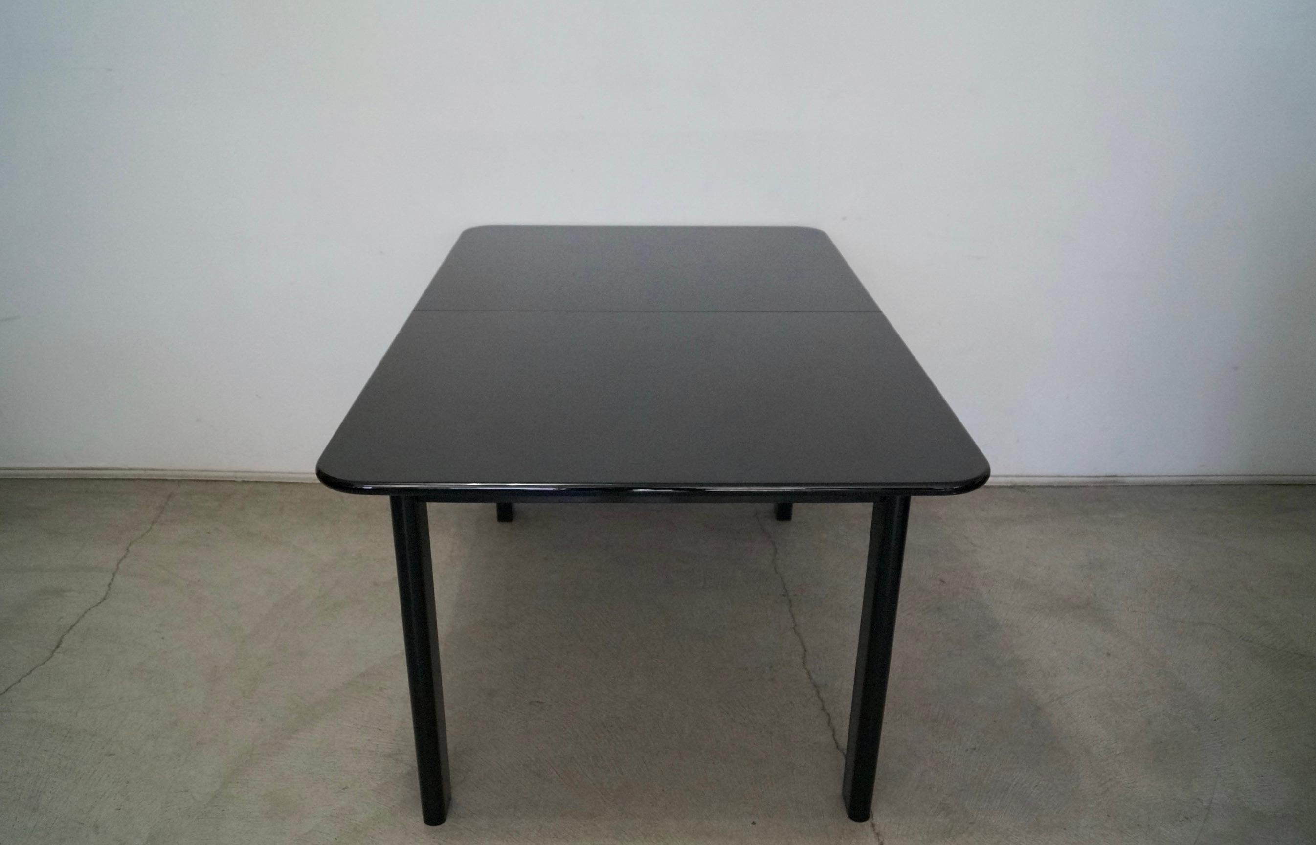 1970's Postmodern Hollywood Regency Italian Black Lacquer Dining Table For Sale 1