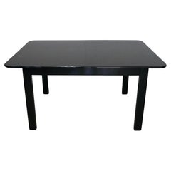 Retro 1970's Postmodern Hollywood Regency Italian Black Lacquer Dining Table