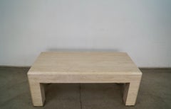 1970's Postmodern Hollywood Regency Solid Travertine Coffee Table