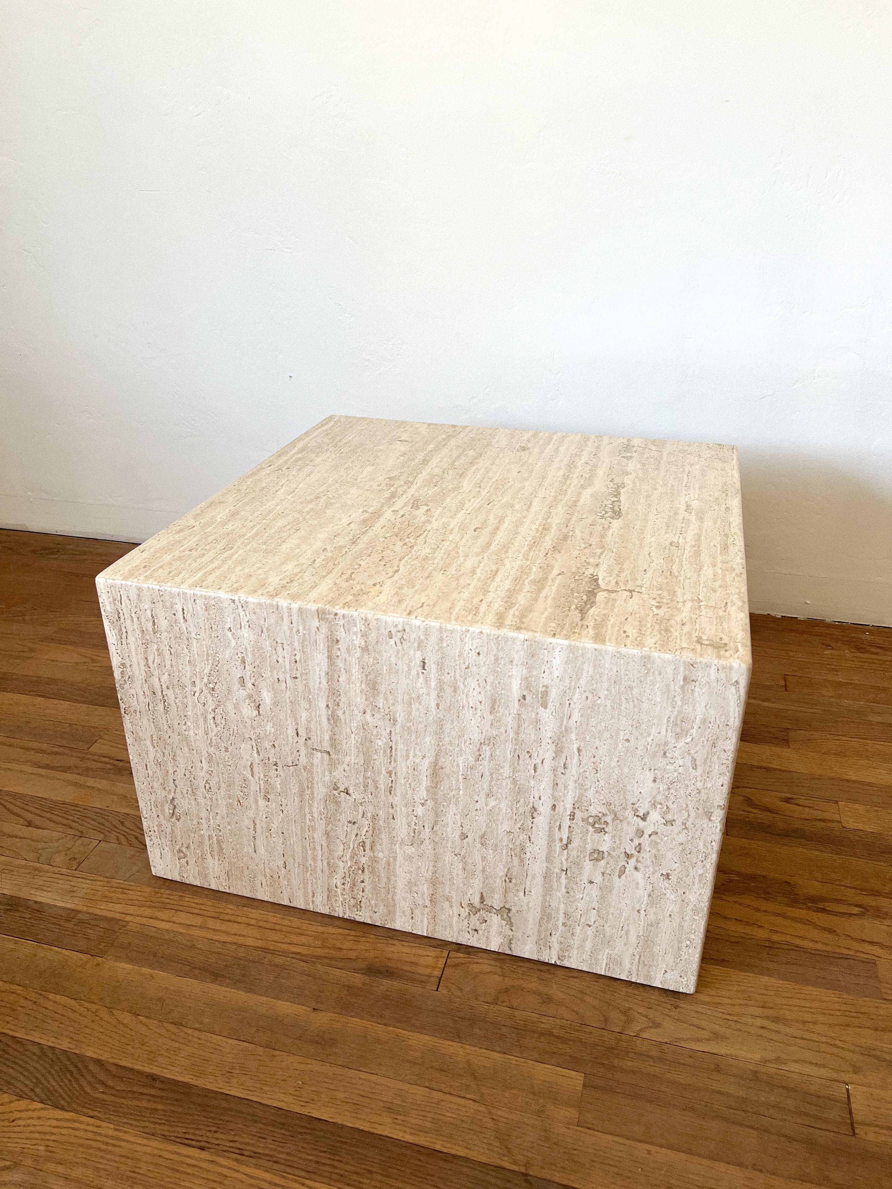 1970s Postmodern Italian Travertine Cube Coffee Table 2