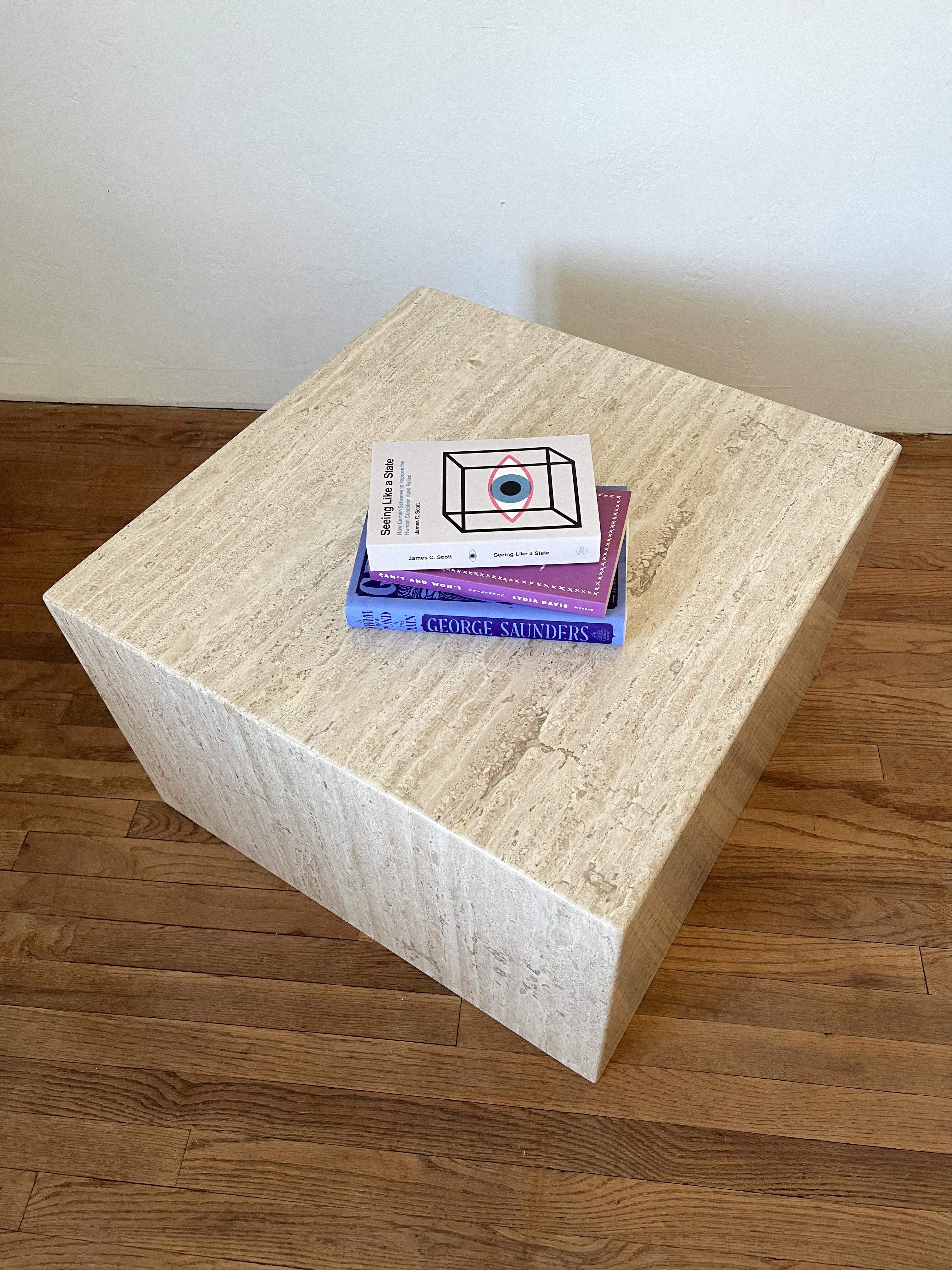 Post-Modern 1970s Postmodern Italian Travertine Cube Coffee Table For Sale