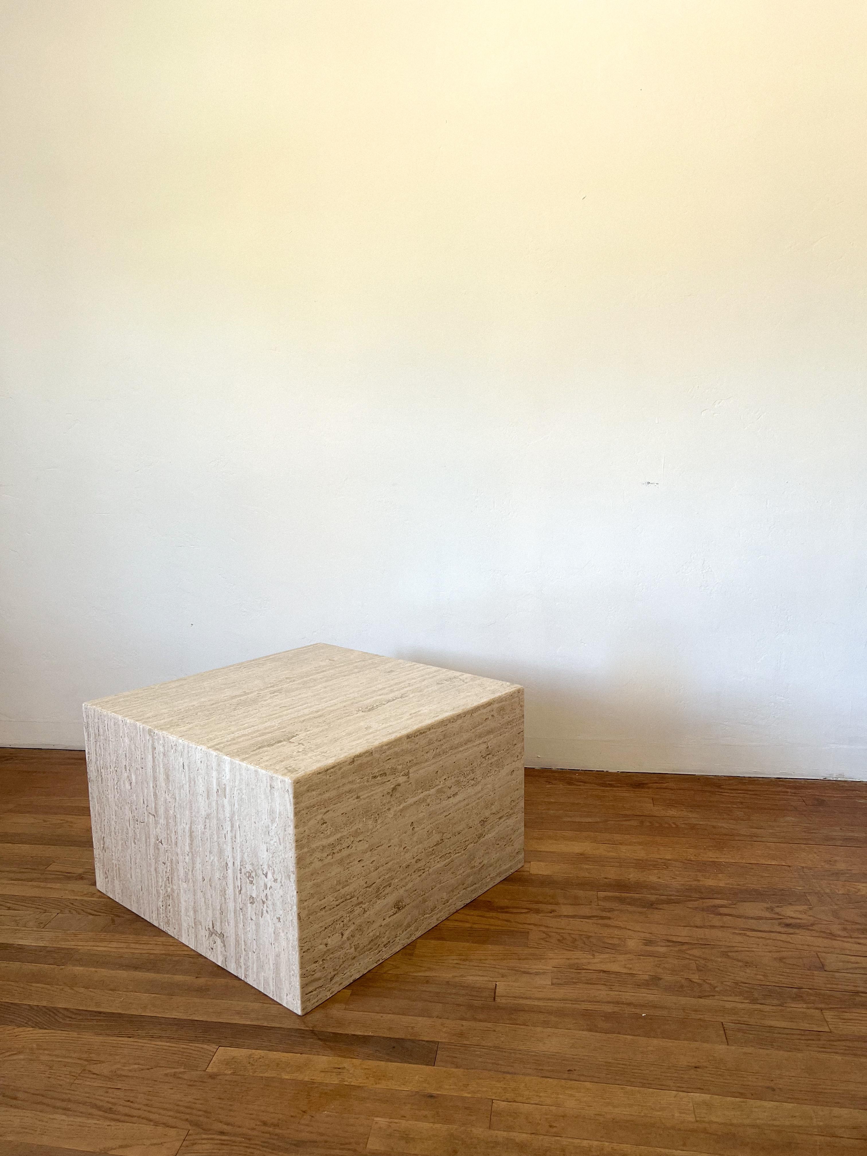 Glass 1970s Postmodern Italian Travertine Cube Coffee Table For Sale