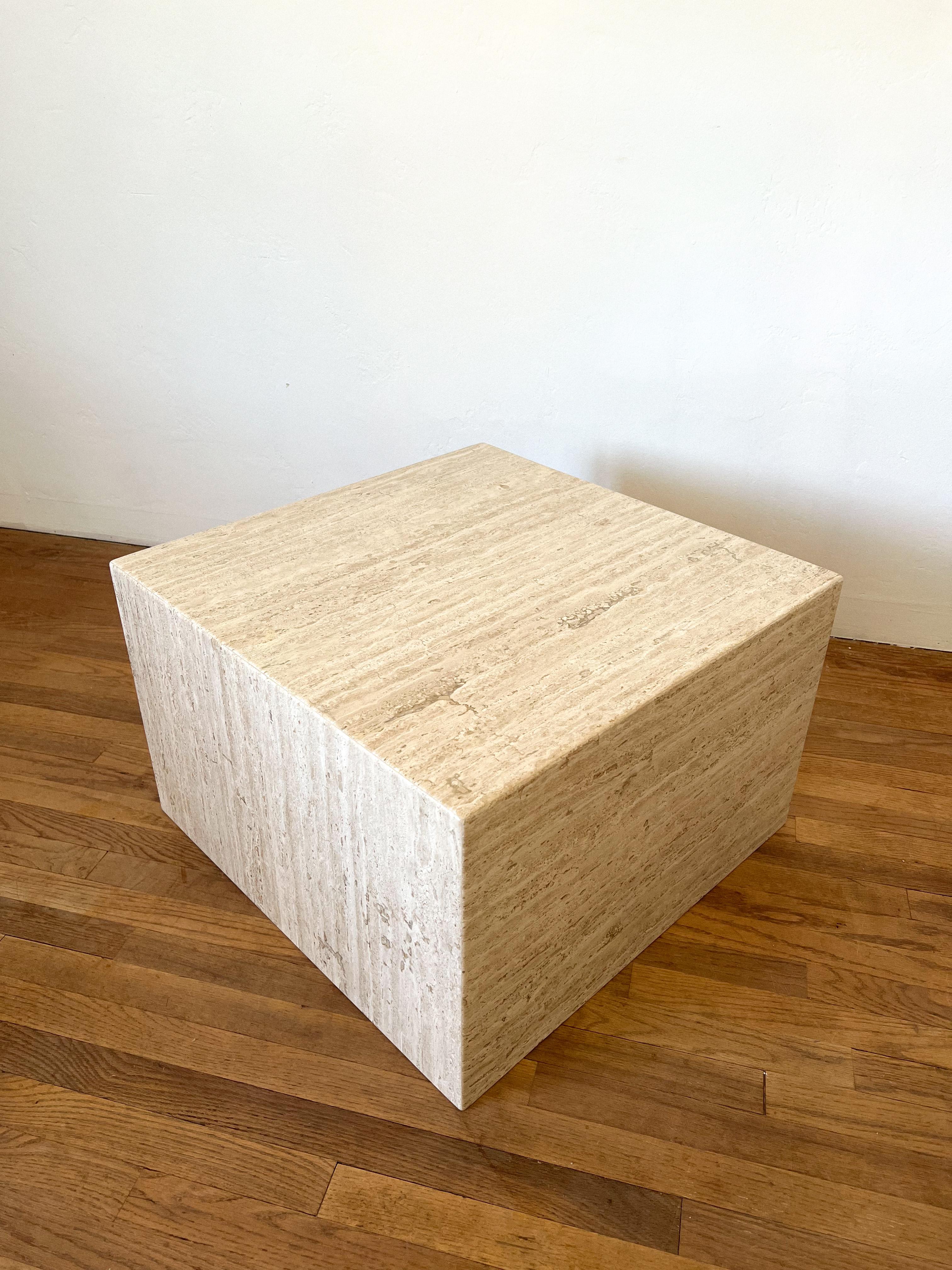 1970s Postmodern Italian Travertine Cube Coffee Table For Sale 2