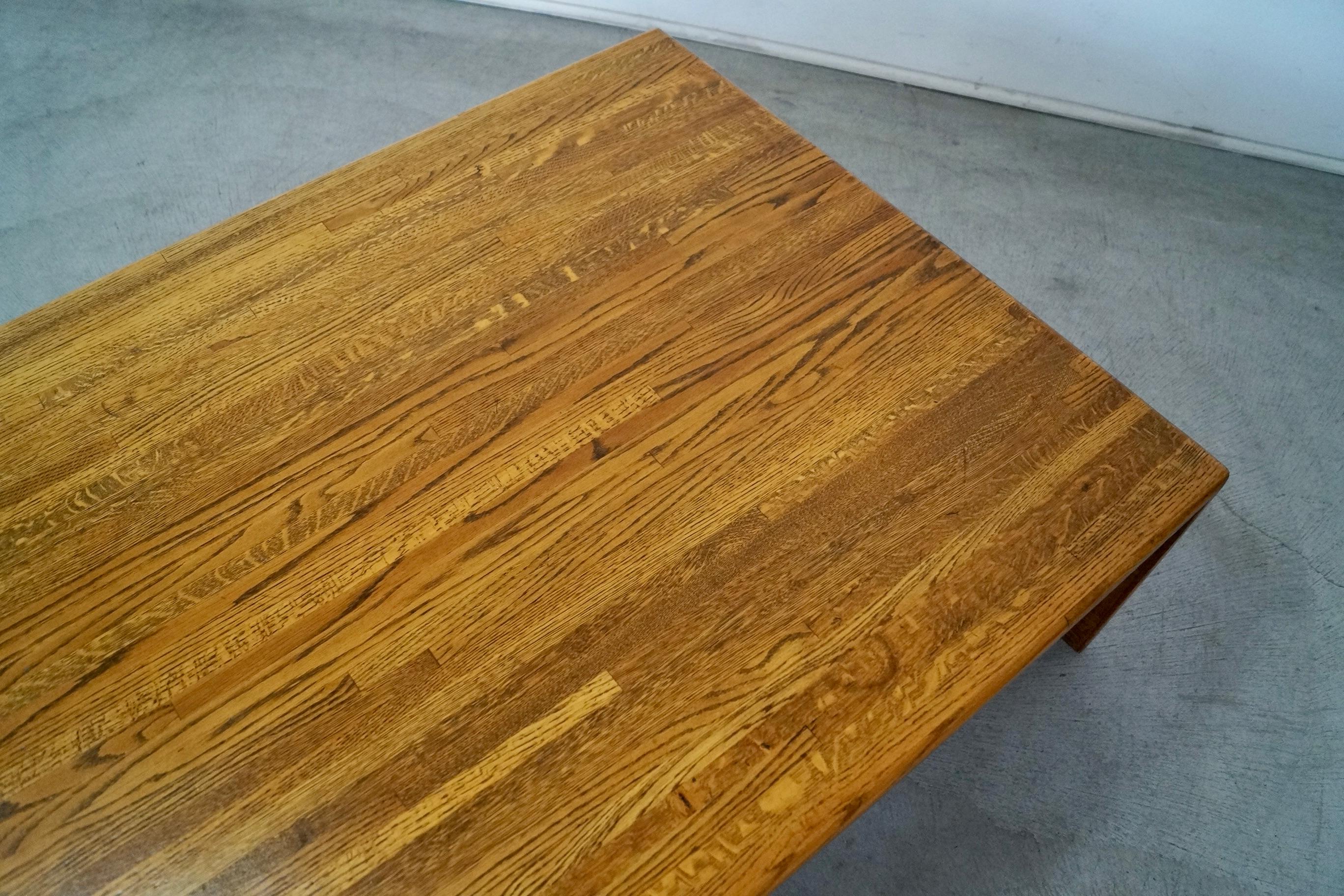 1970's Postmodern Lou Hodges Style Solid Oak Parquet Coffee Table For Sale 10