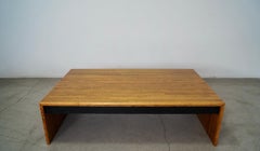 1970's Postmodern Lou Hodges Style Solid Oak Parquet Coffee Table