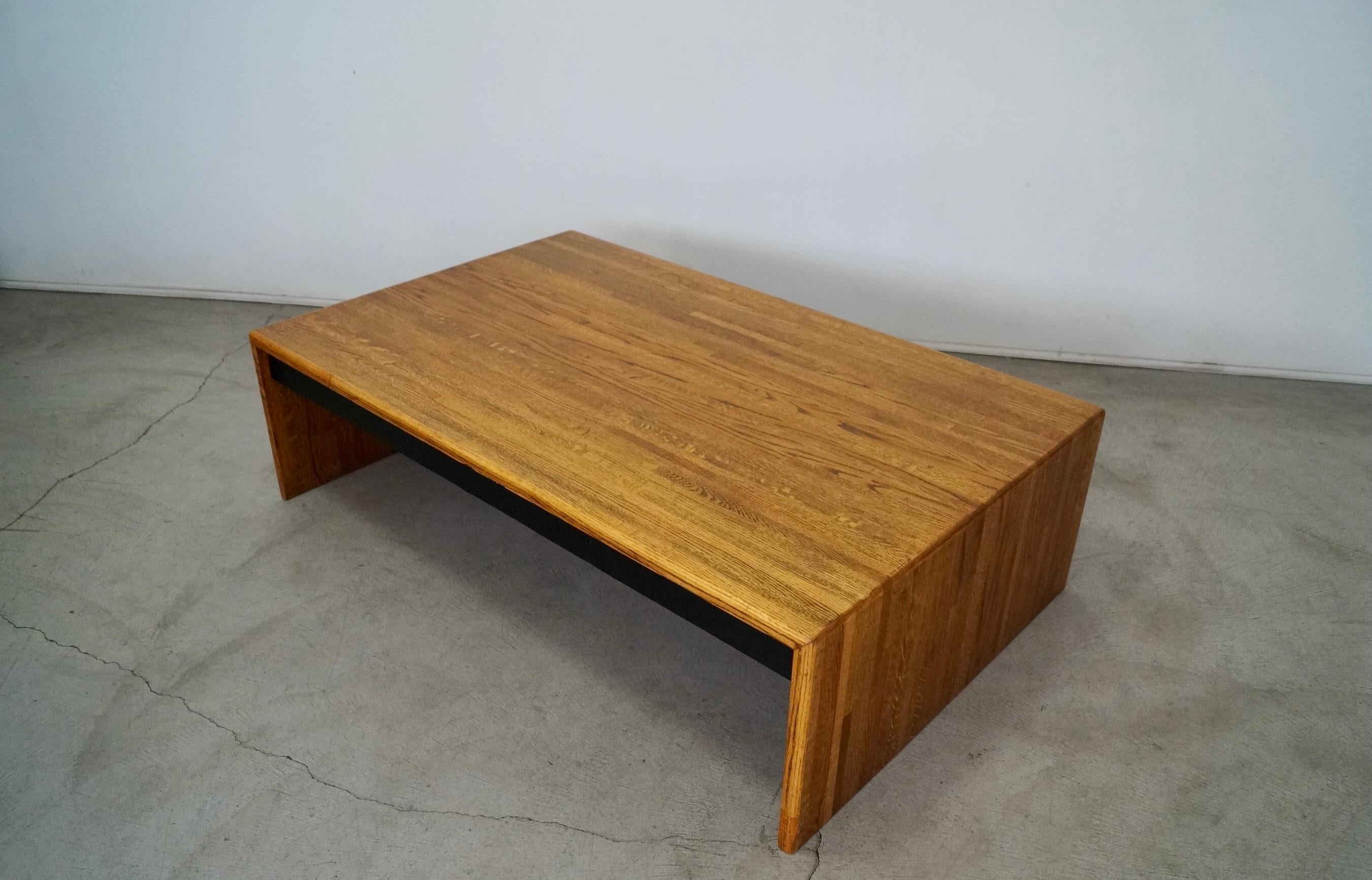 Post-Modern 1970's Postmodern Lou Hodges Style Solid Oak Parquet Coffee Table For Sale