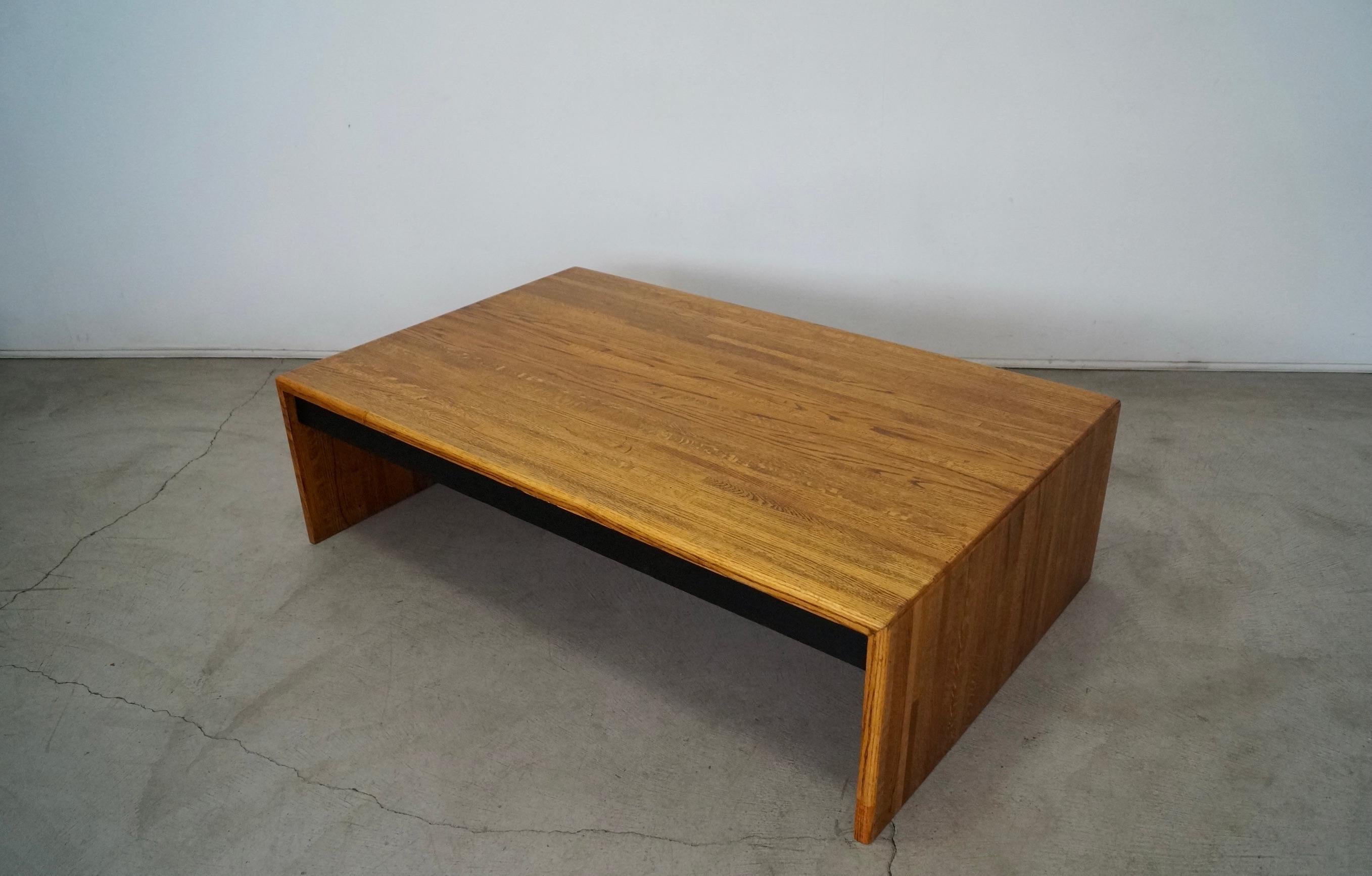 American 1970's Postmodern Lou Hodges Style Solid Oak Parquet Coffee Table For Sale