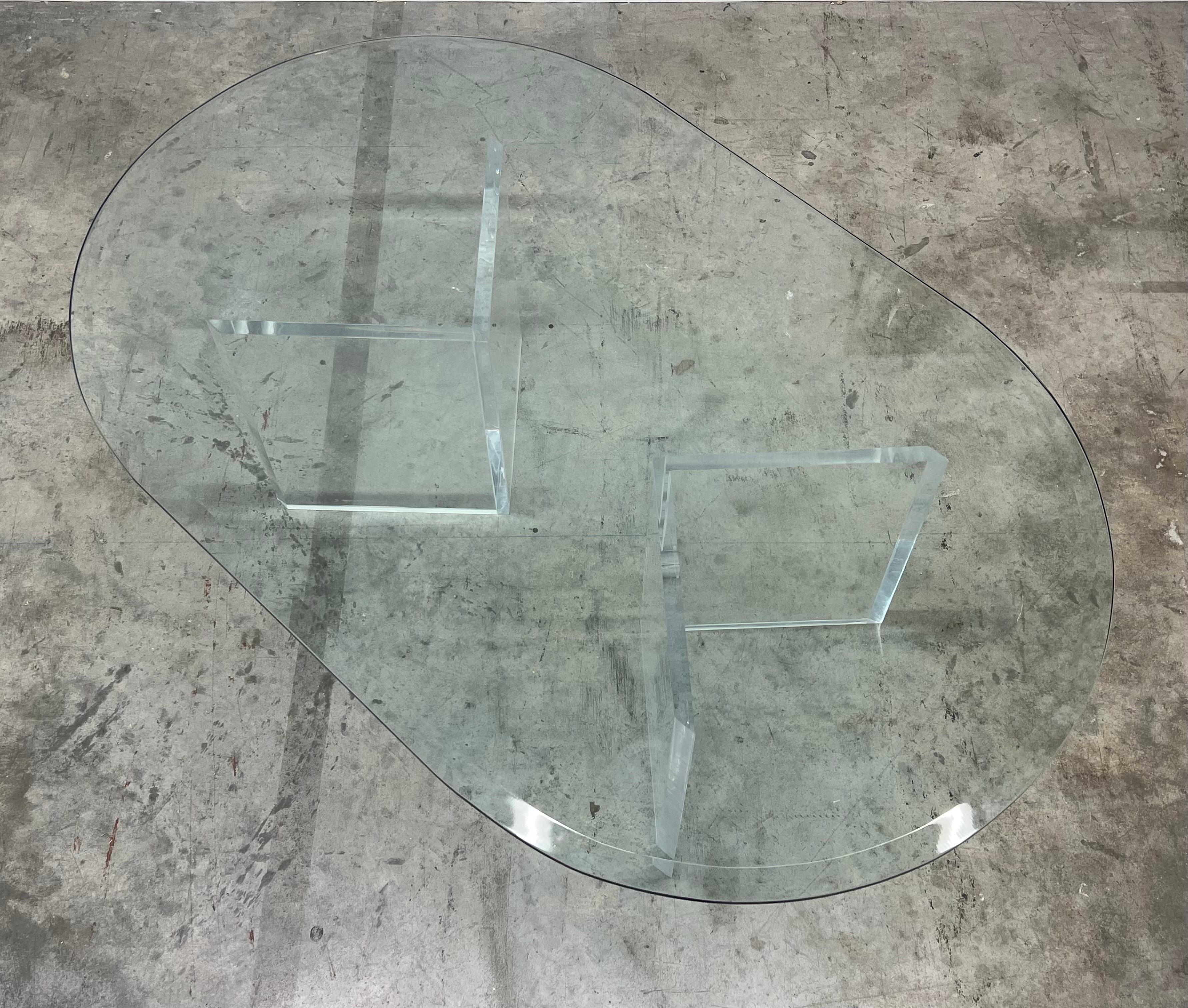 1970s, Postmodern Lucite and Glass Coffee Table 5