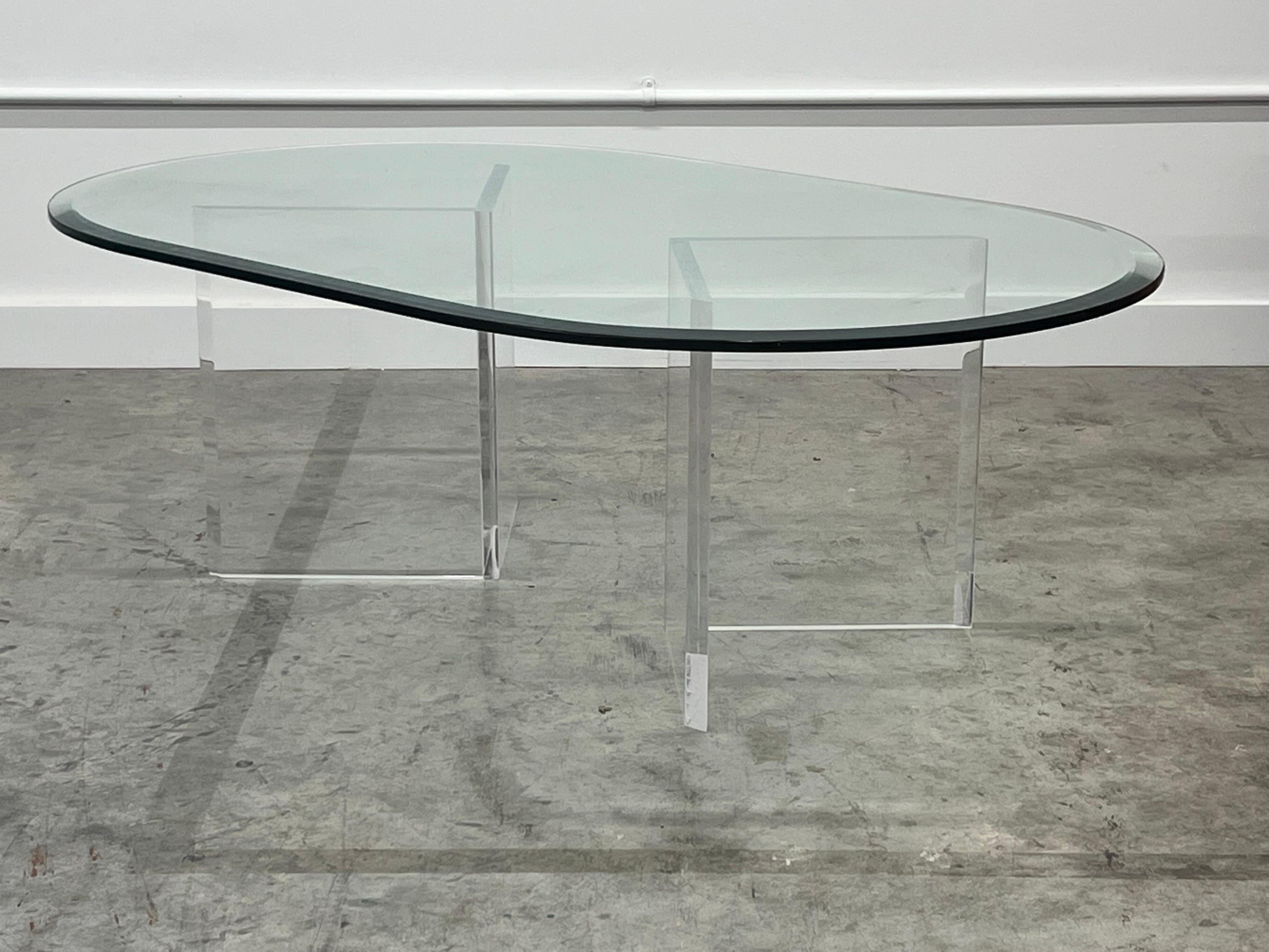 1970s, Postmodern Lucite and Glass Coffee Table 6