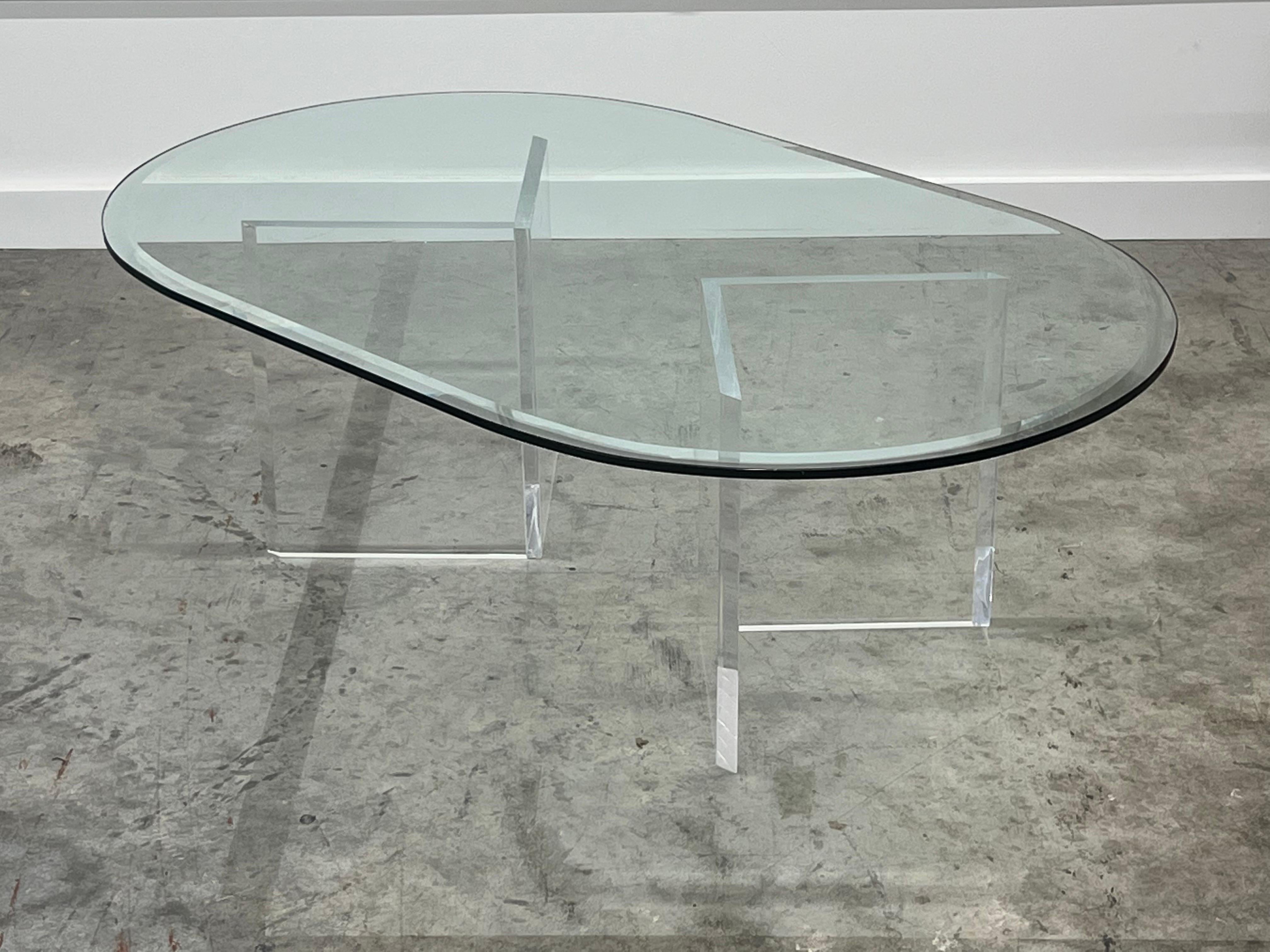 1970s, Postmodern Lucite and Glass Coffee Table 7