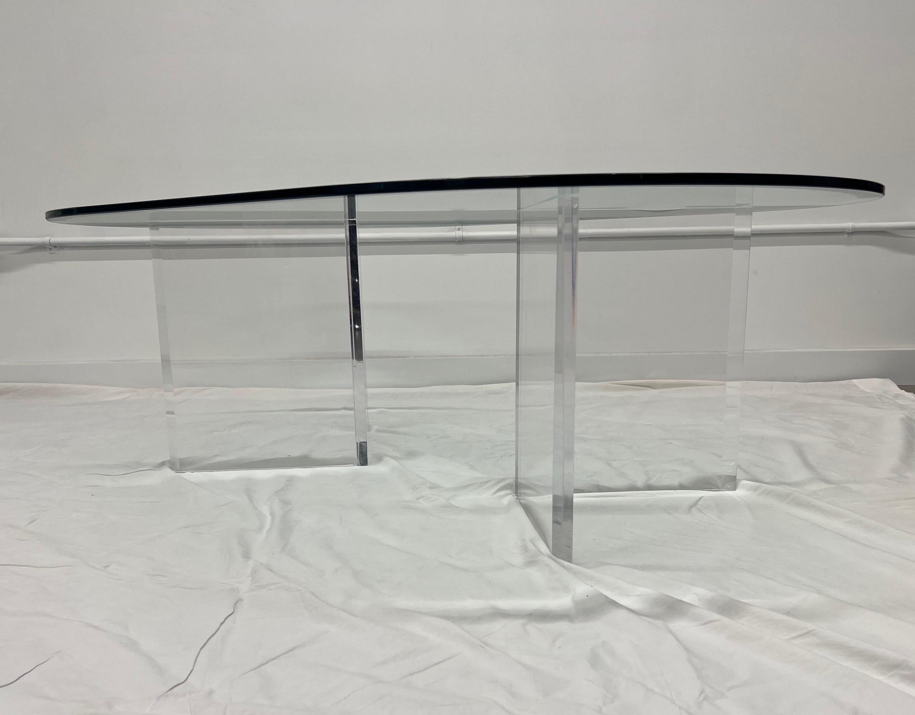 Mid-Century Modern 1970s, Postmodern Lucite and Glass Coffee Table
