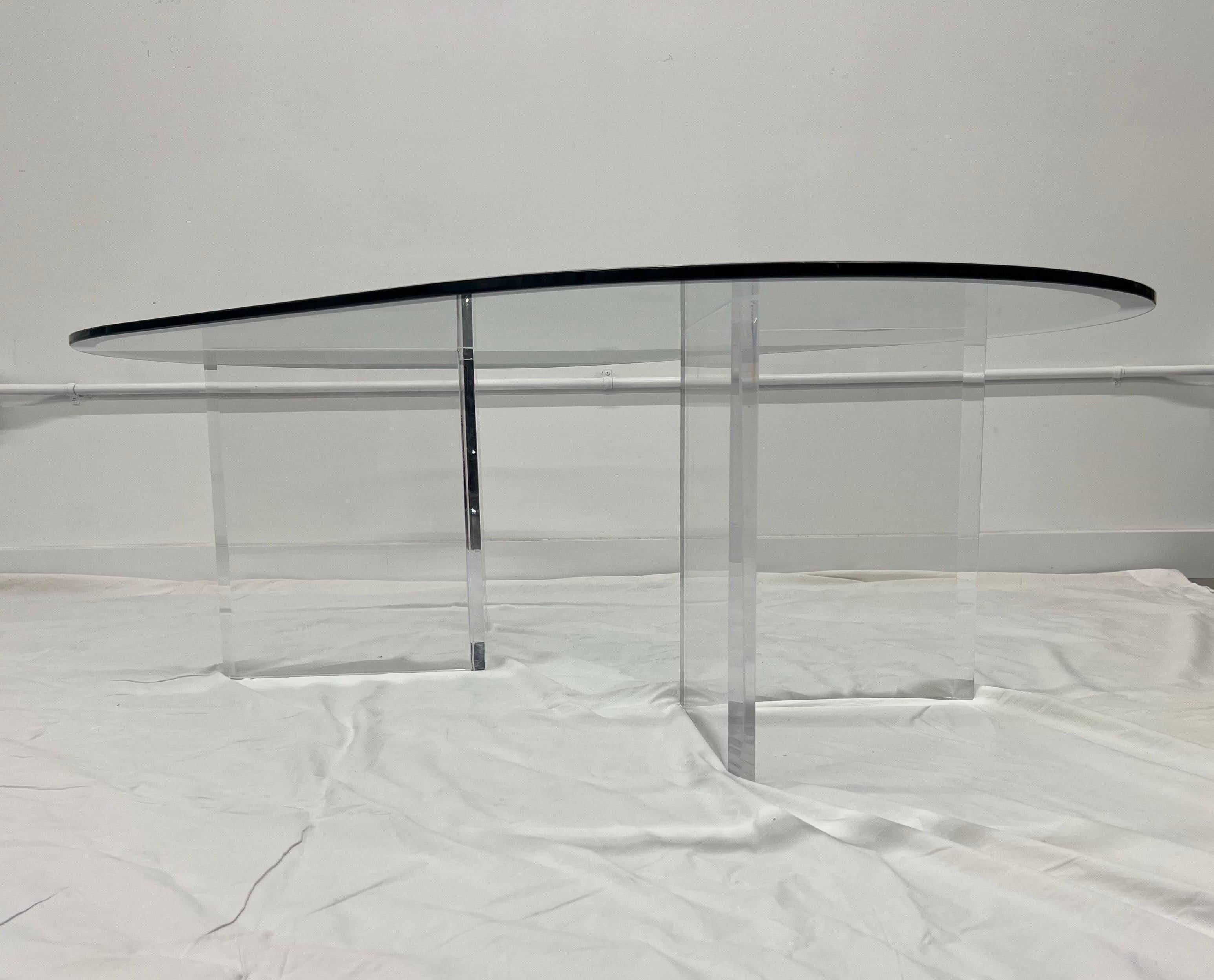 1970s, Postmodern Lucite and Glass Coffee Table In Good Condition In Raleigh, NC
