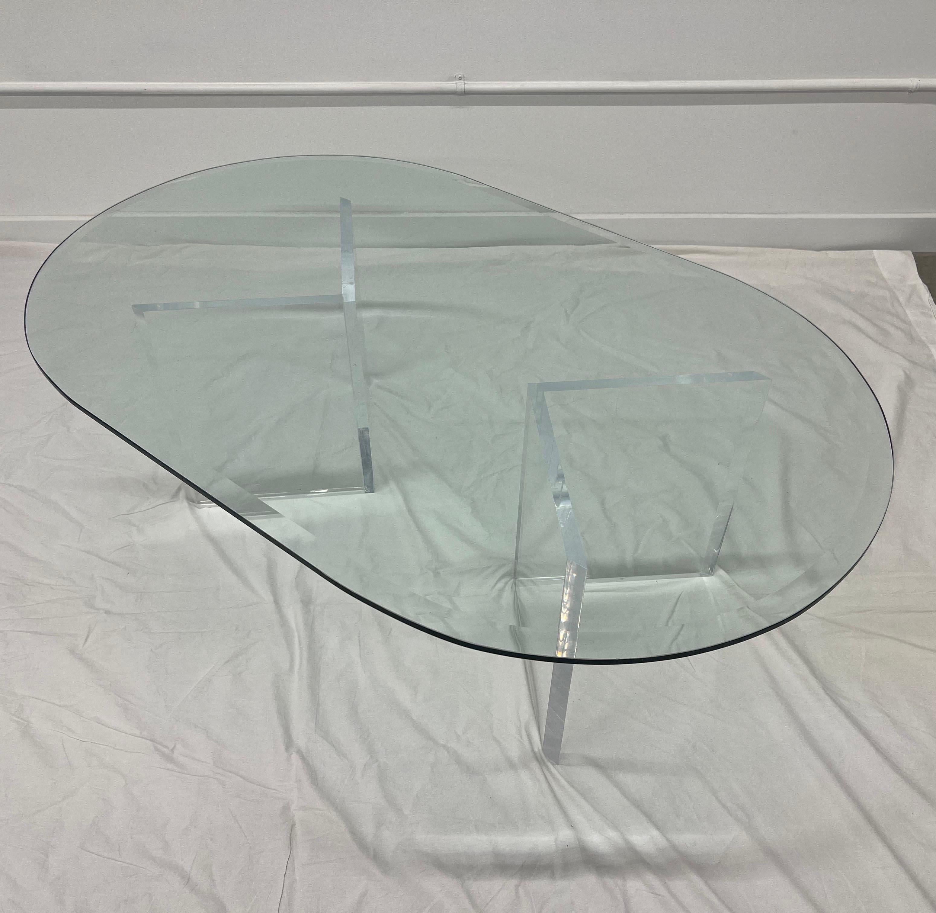 Late 20th Century 1970s, Postmodern Lucite and Glass Coffee Table