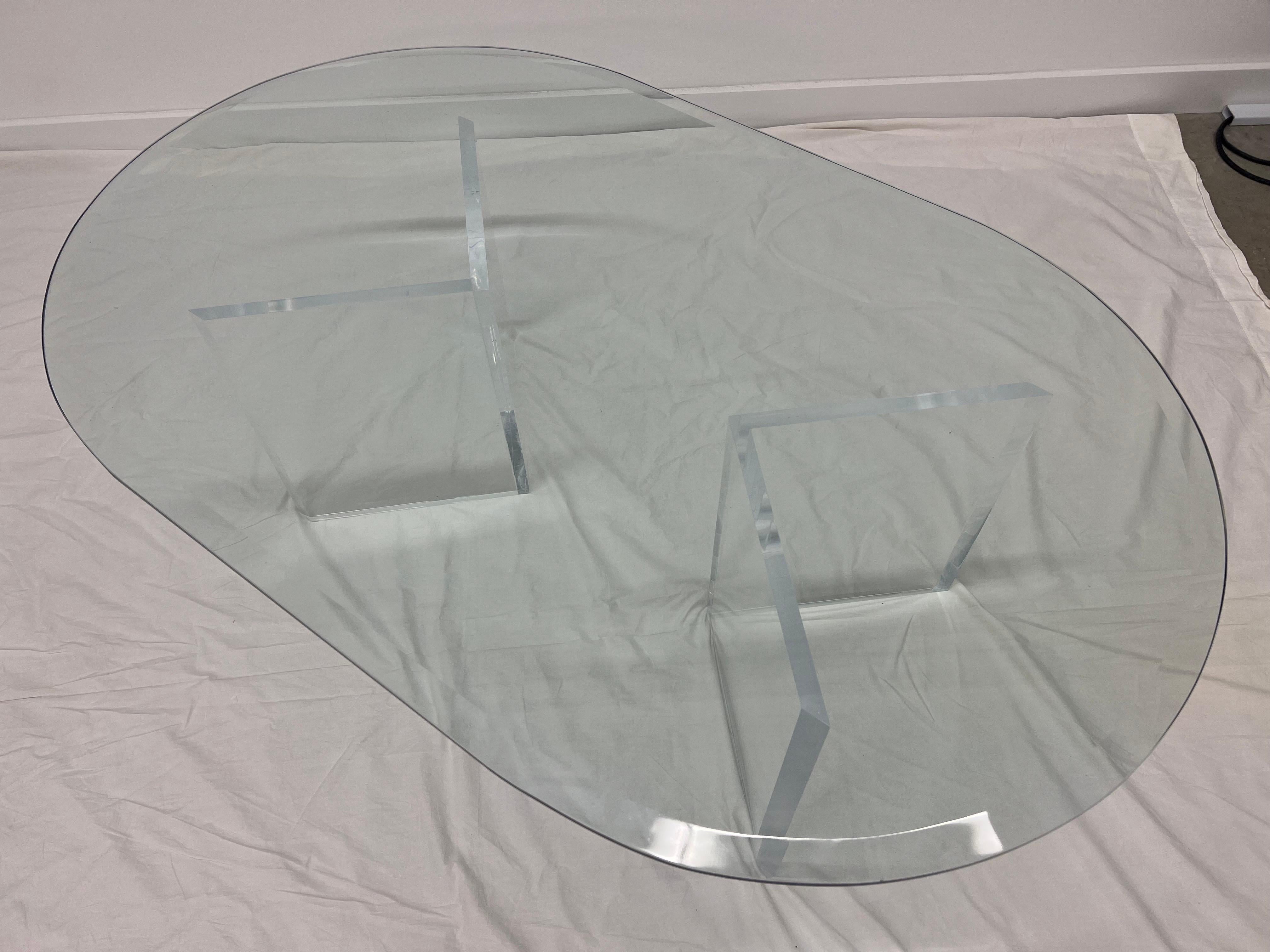 1970s, Postmodern Lucite and Glass Coffee Table 1