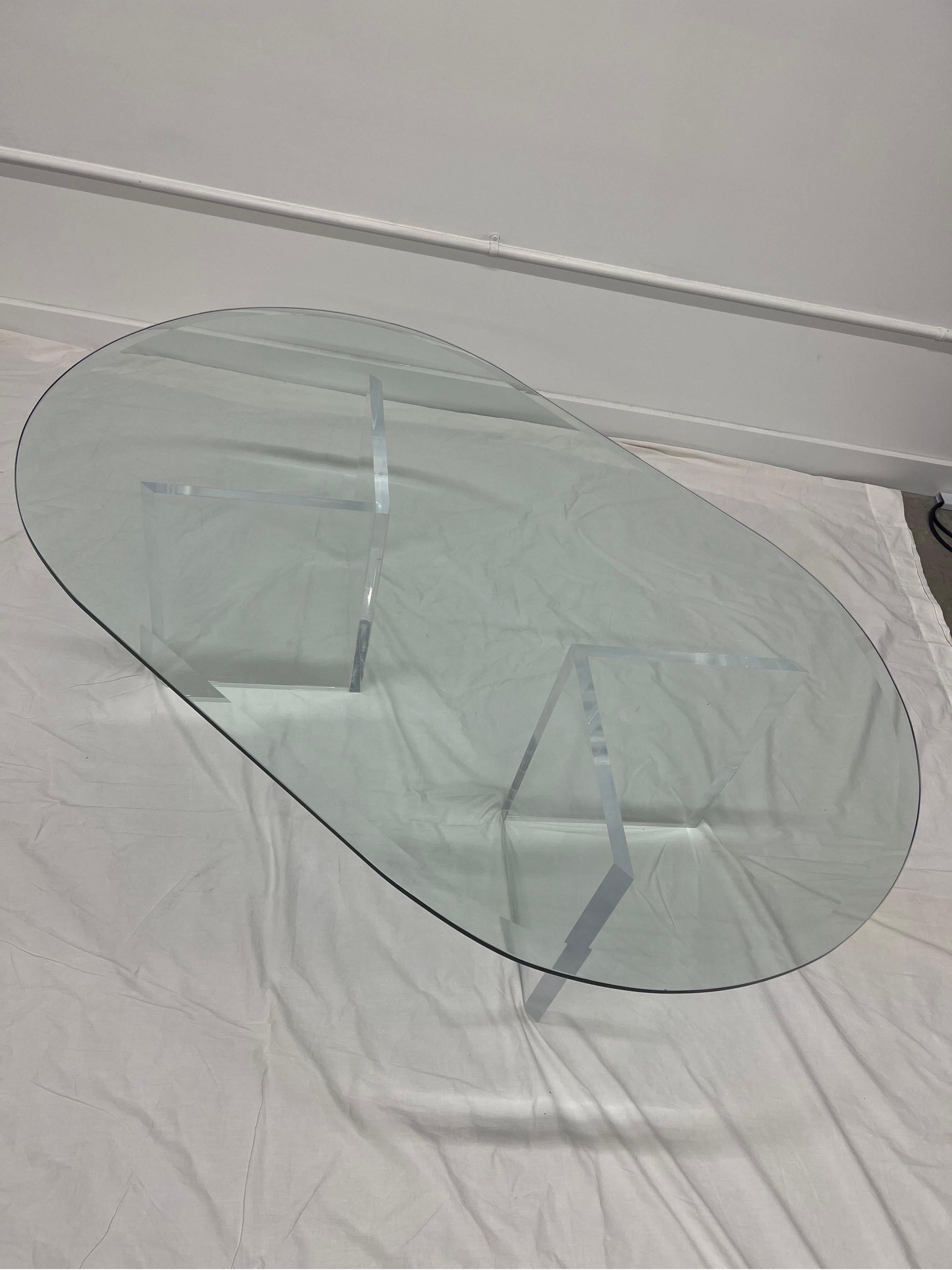 1970s, Postmodern Lucite and Glass Coffee Table 2