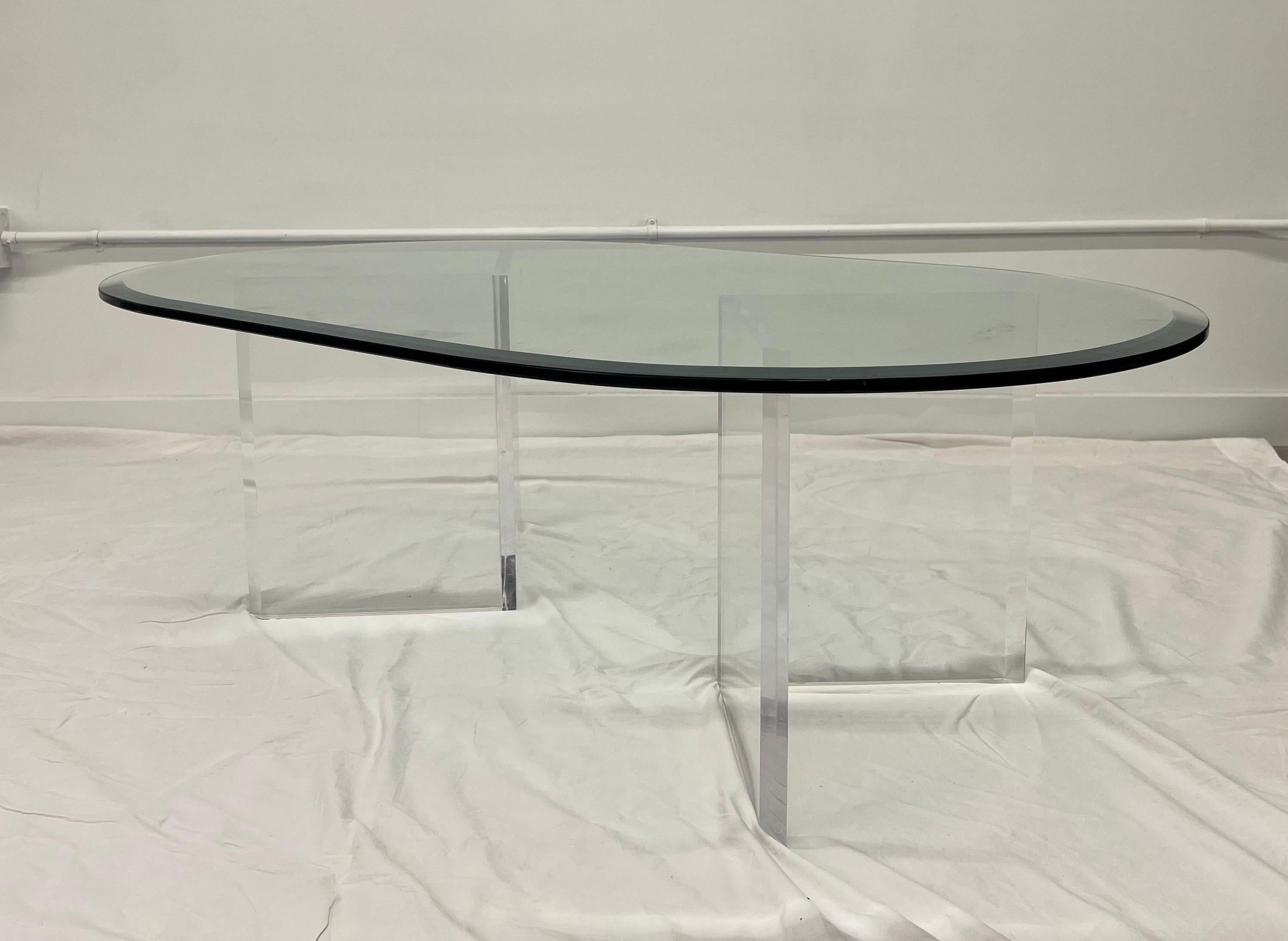 1970s, Postmodern Lucite and Glass Coffee Table 4
