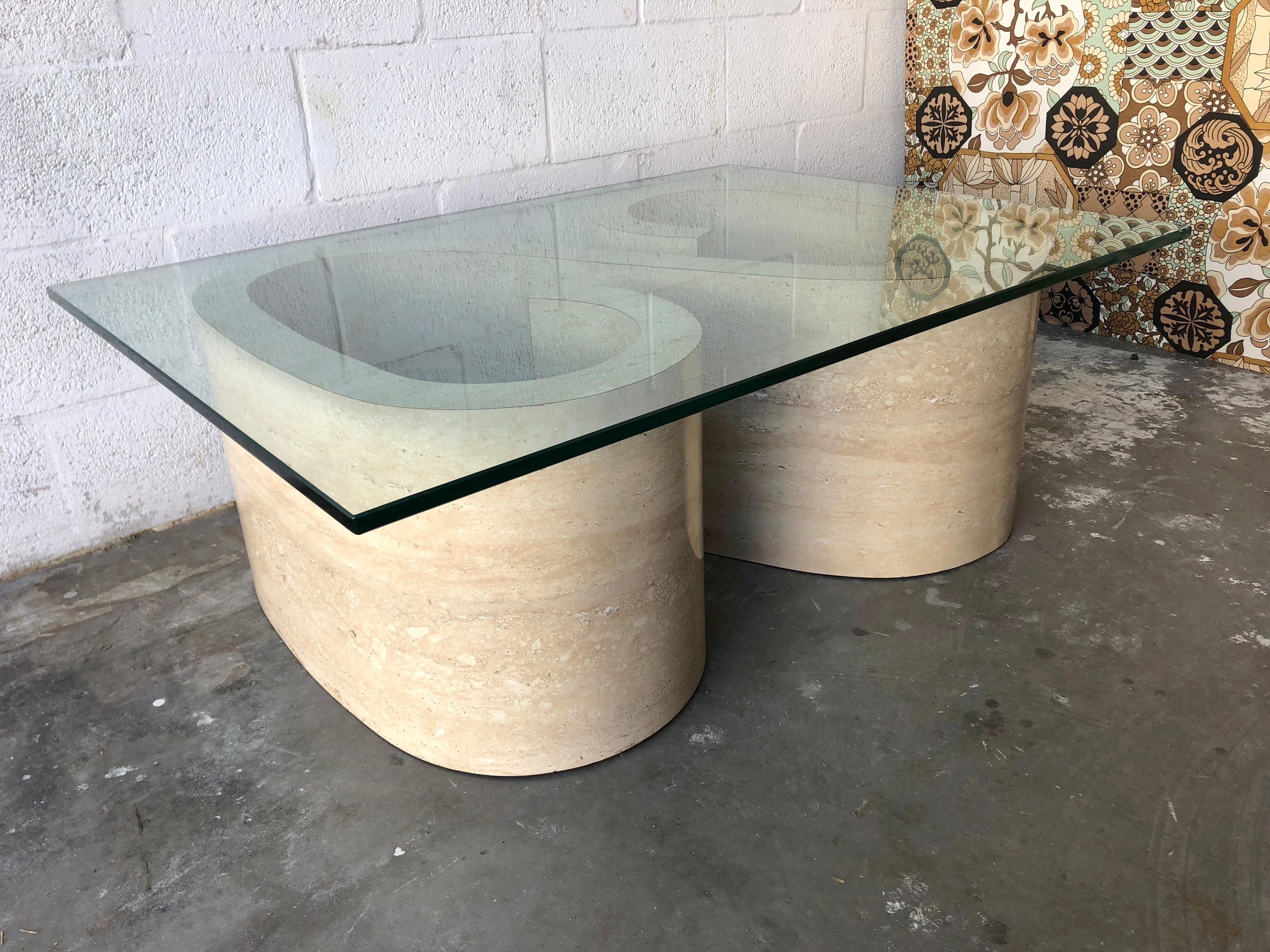 Post-Modern 1970s Postmodern Marbleized Laminated S-Shaped Coffee Table For Sale