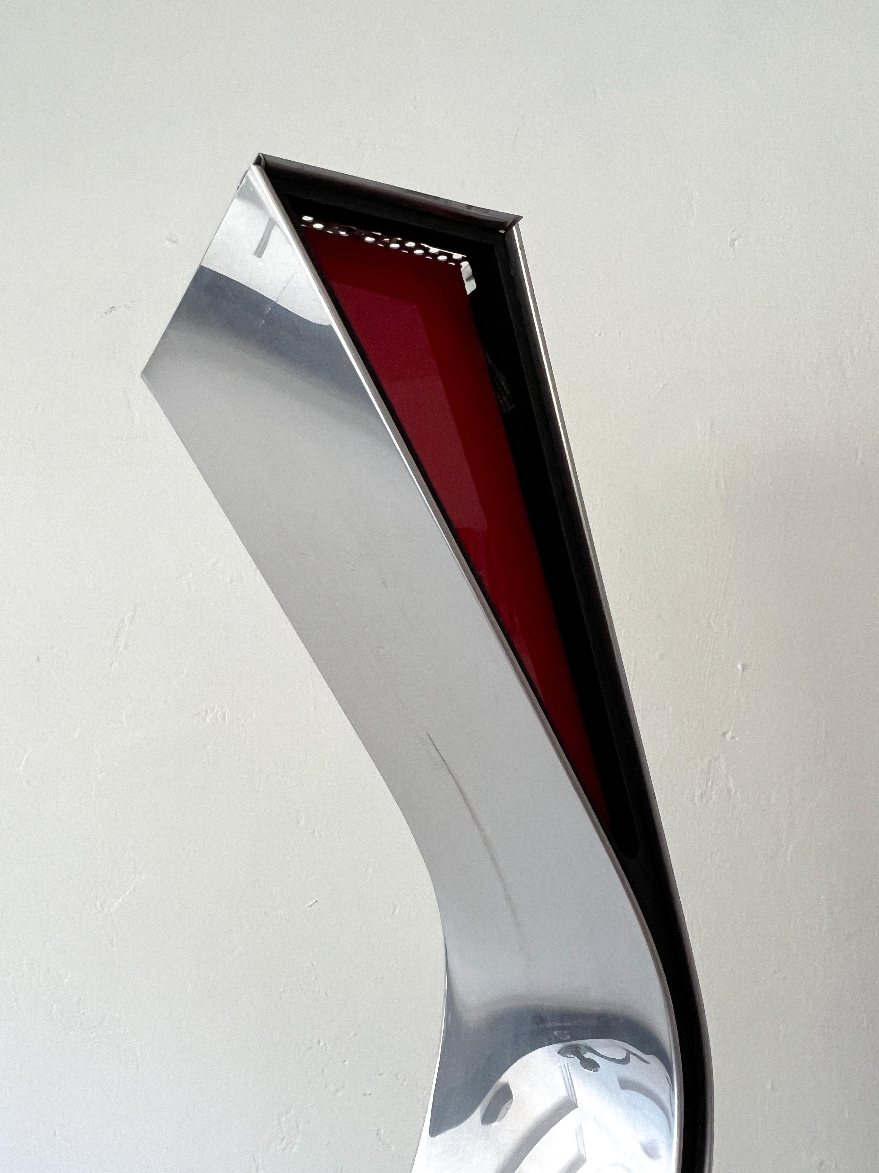 Chrome 1970s Postmodern Sculptural Floor Lamp in the Style of Fontana Arte For Sale