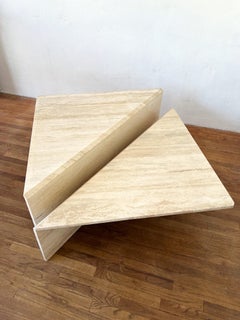 1970s Postmodern Sculptural Origami Travertine Coffee Table