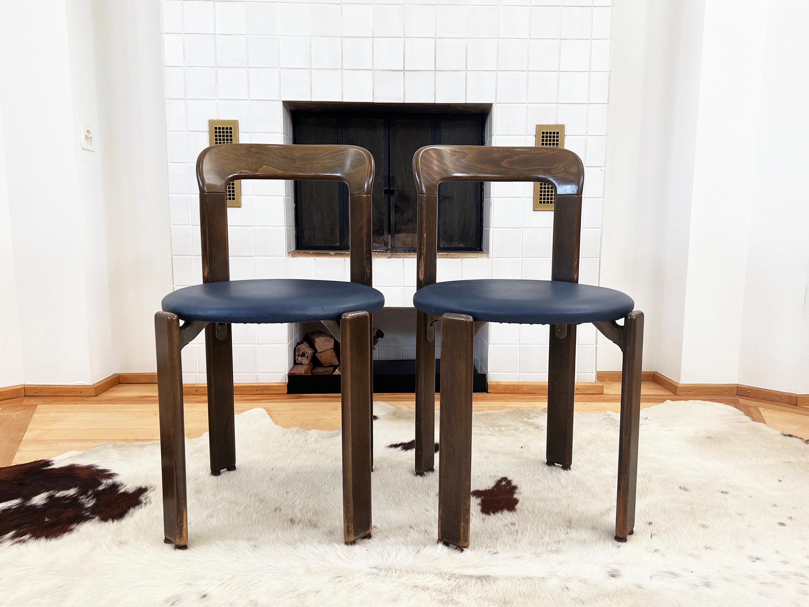 Mid-Century Modern 1970s Postmodern Stackable Dining Chairs by Bruno Rey for Dietiker, Set of 3 For Sale