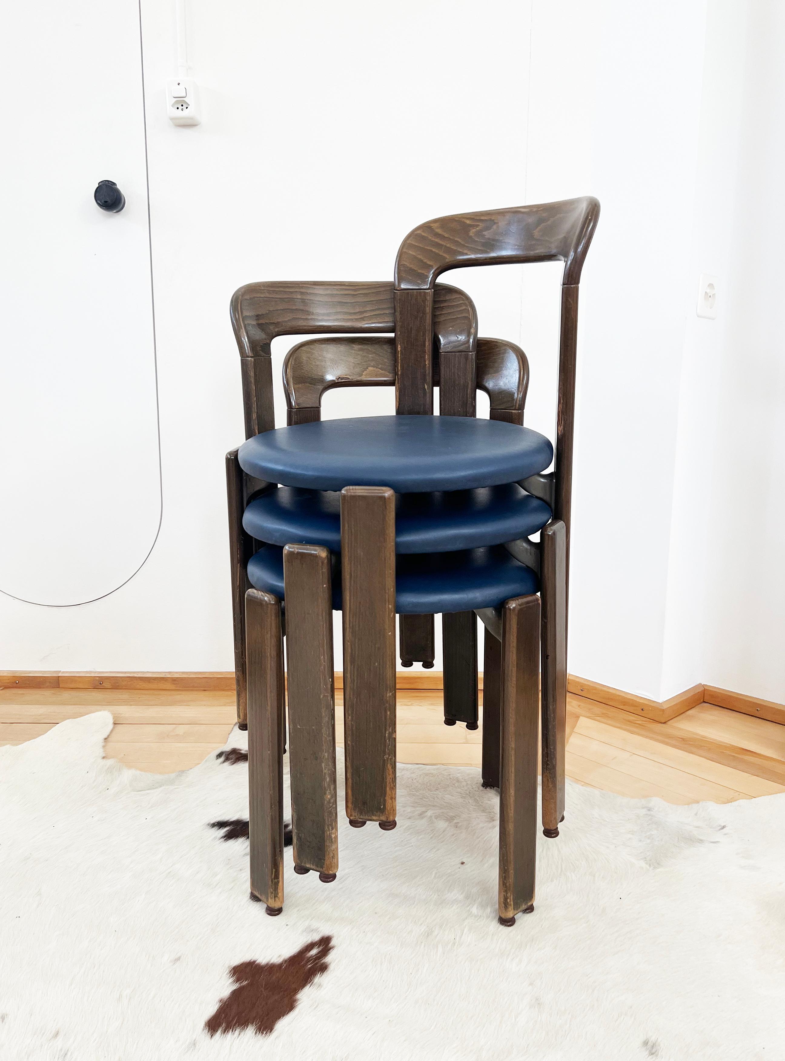 1970s Postmodern Stackable Dining Chairs by Bruno Rey for Dietiker, Set of 3 For Sale 2