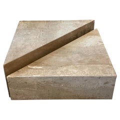 1970s Postmodern Taupe Travertine Coffee Table, a Pair