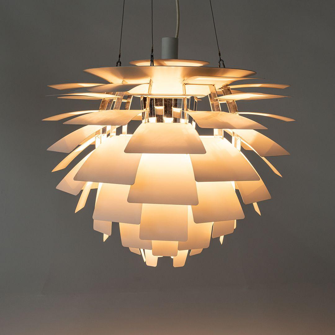 Alluminio Lampada a sospensione a carciofo grande di Poul Henningsen per Louis Poulsen degli anni '70, in bianco in vendita