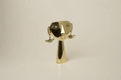 Pre-Columbian Brass Mask Sculpture by Joaquin Tinta