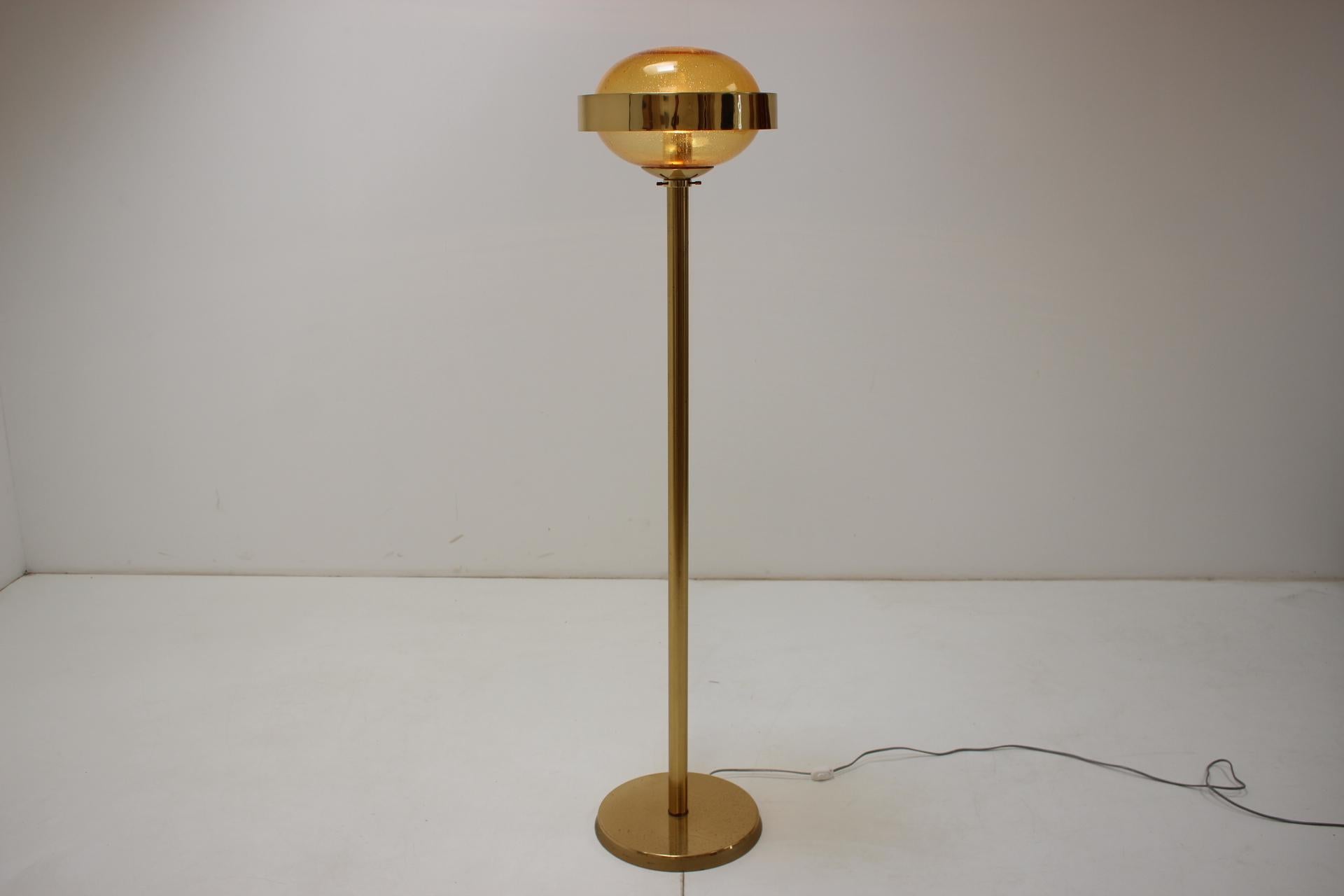 Brass 1970s Preciosa Gold Floor Lamp, Czechoslovakia