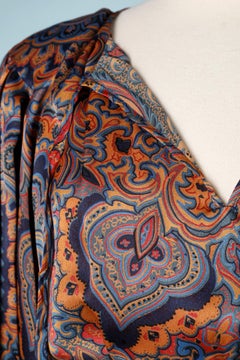 1970's printed silk dress with gold belt Blondie