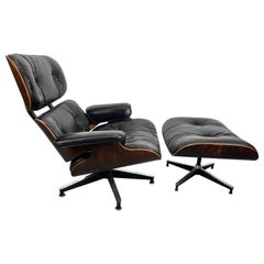 1970s Production Eames 670 & 671 Rosewood and Leather Lounge Chair Herman Miller