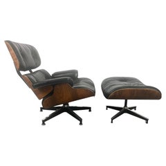 1970s Production Eames 670 & 671 Rosewood and Leather Lounge Chair Herman Miller