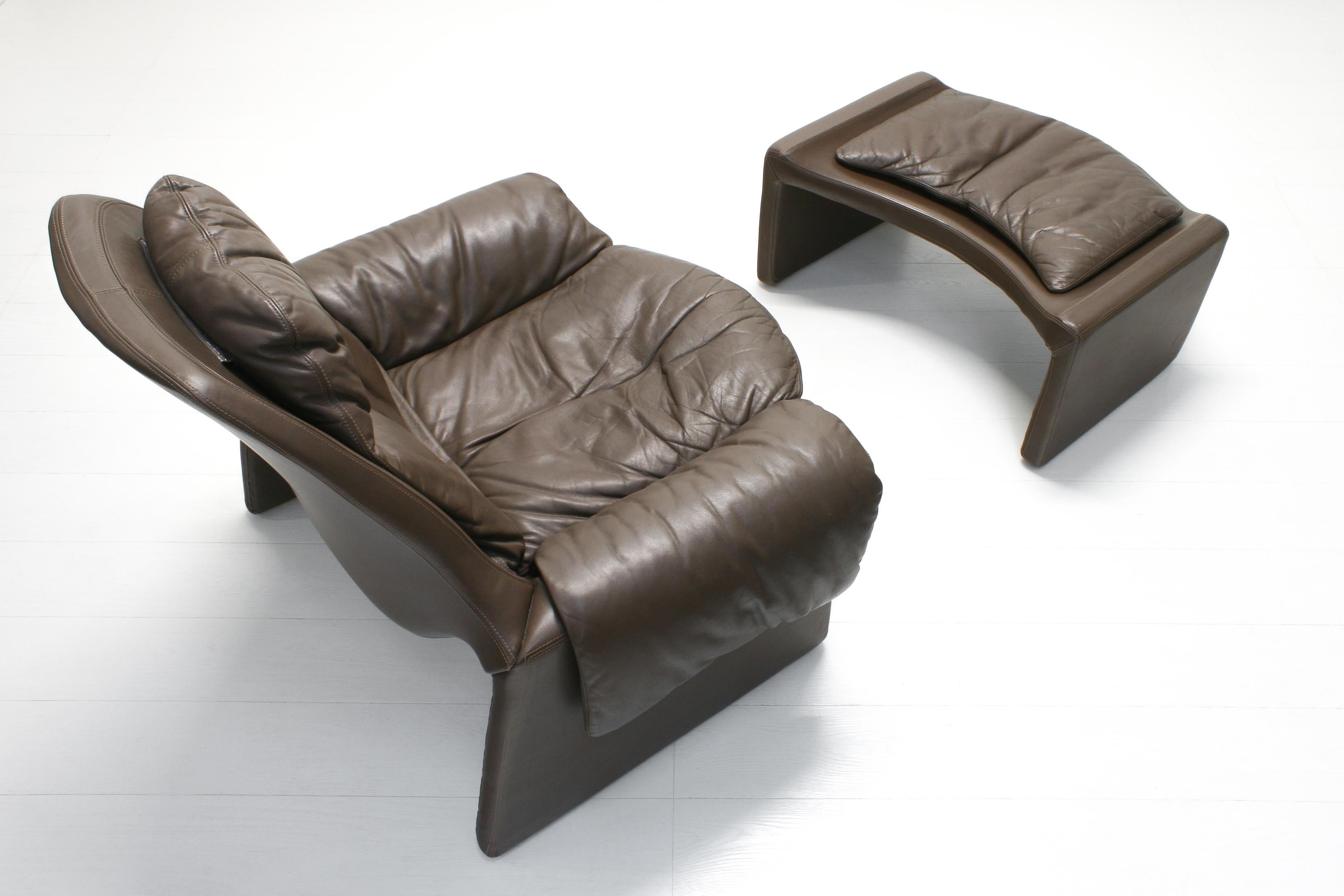 1970s Proposals P60 Lounge Chair & P61 Ottoman by Vittorio Introini for Saporiti For Sale 6