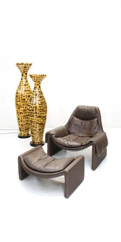 1970s Proposals P60 Lounge Chair & P61 Ottoman by Vittorio Introini for Saporiti