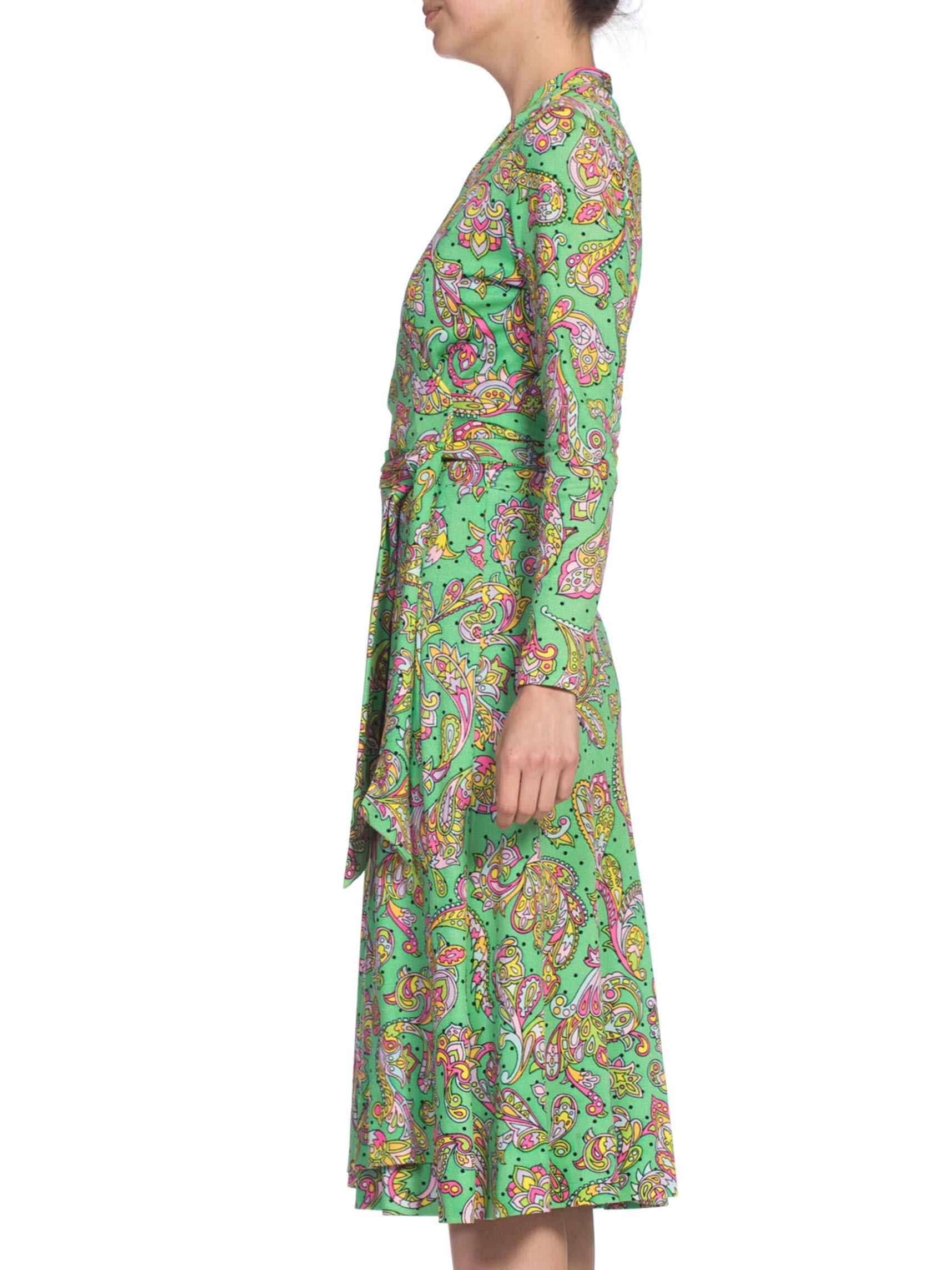 Women's 1970's Psychedelic Paisley Jersey Wrap Dress