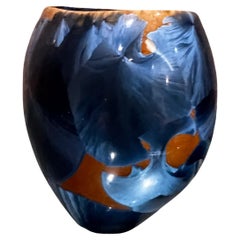Vaso cristallino in ceramica artistica psichedelica degli anni '70 Louis Reding