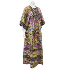 1970s Psychedelic Floral Patchwork Boho Dress