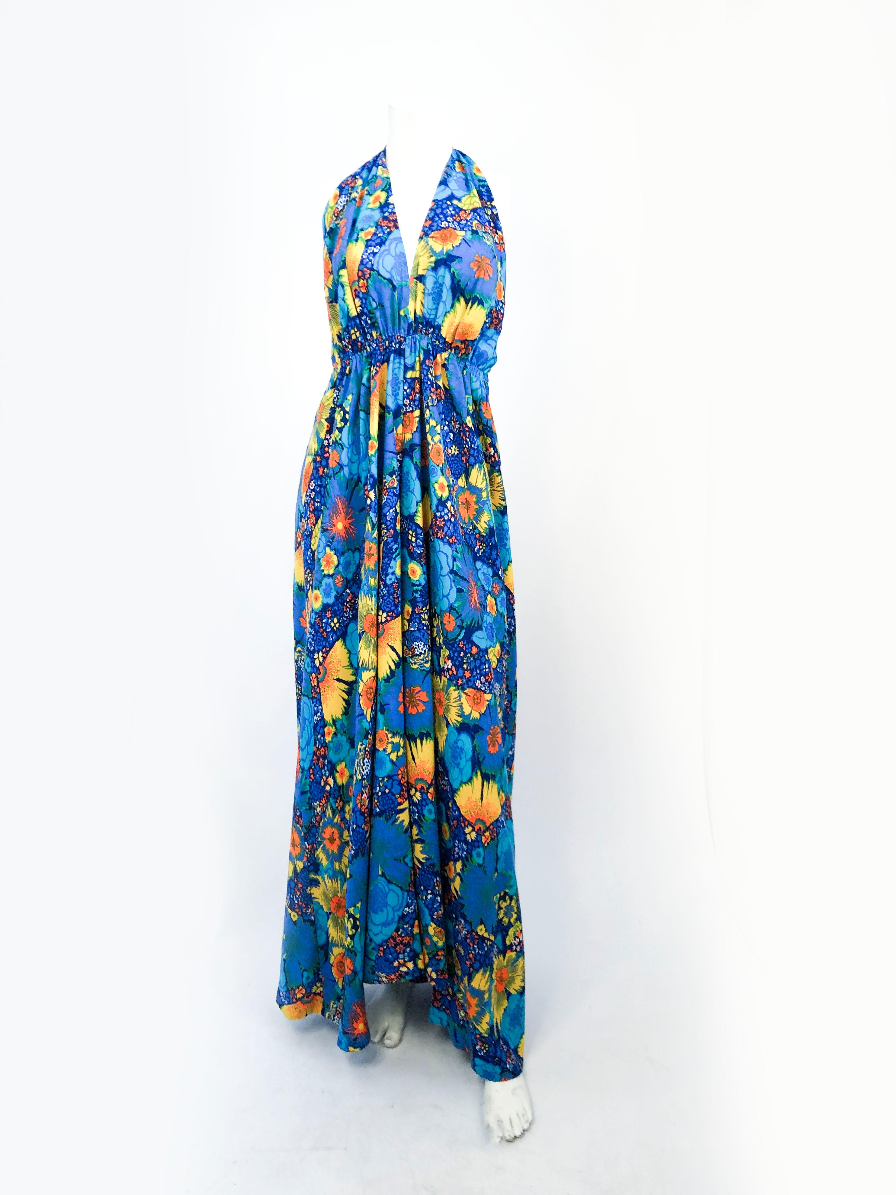 Women's 1970's Psychedelic Floral Printed Jumpsuit