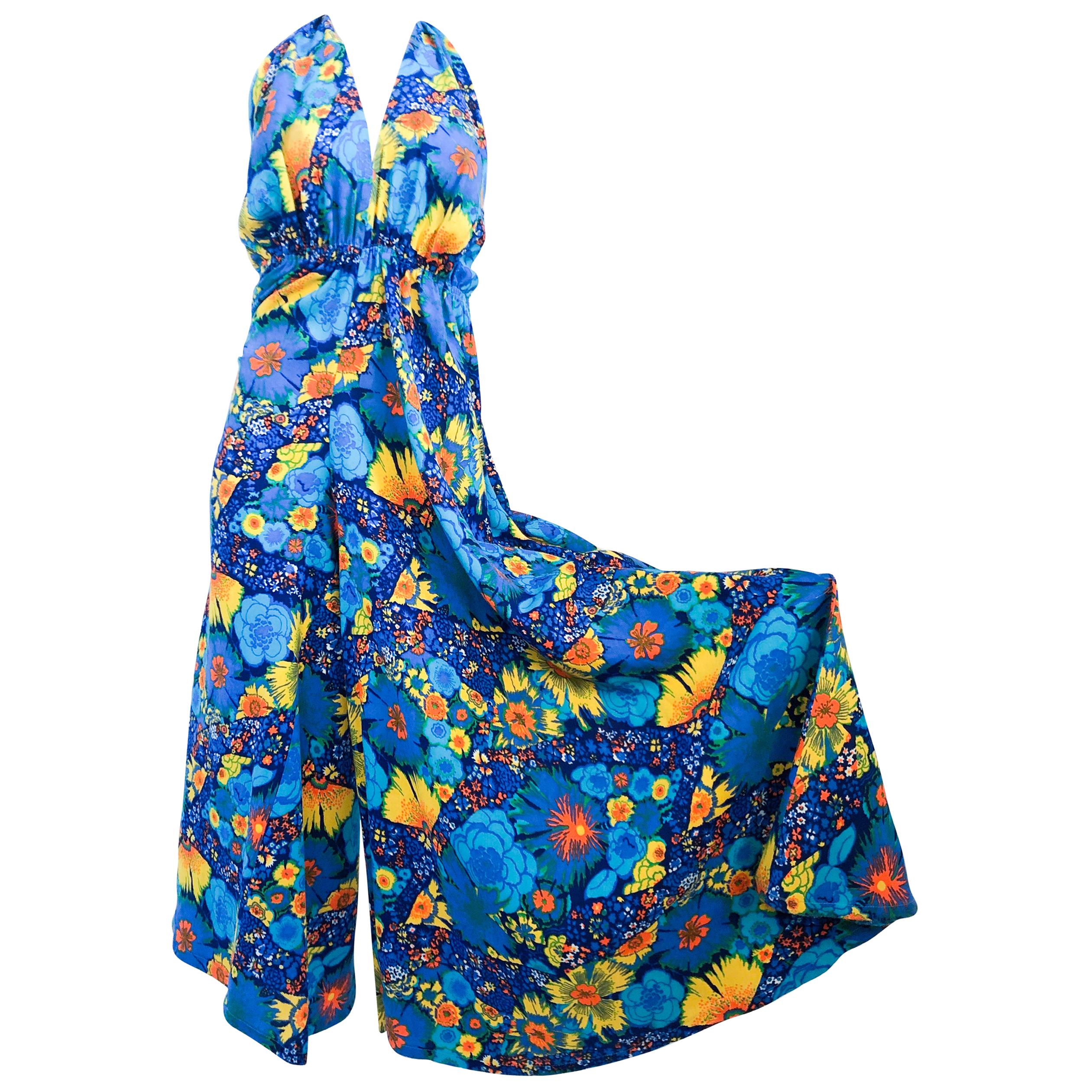 1970's Psychedelic Floral Printed Jumpsuit