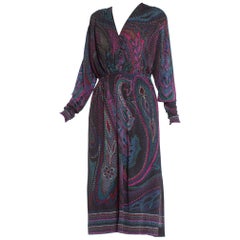 1970
s Psychedelic Polka Dot Silk Jersey Dress